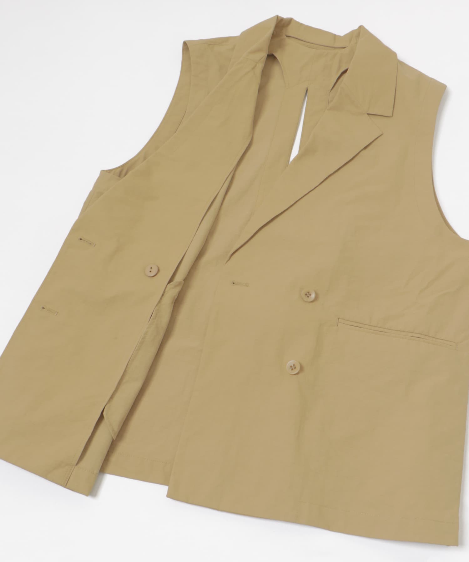no sleeve slit jacket キャメル FREE