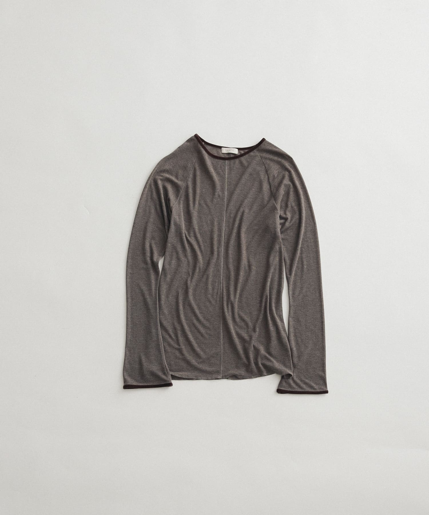 piping velor sheer tee ネズミ FREE