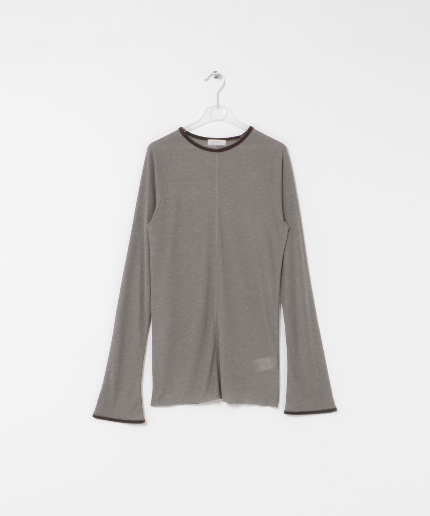 piping velor sheer tee ネズミ FREE