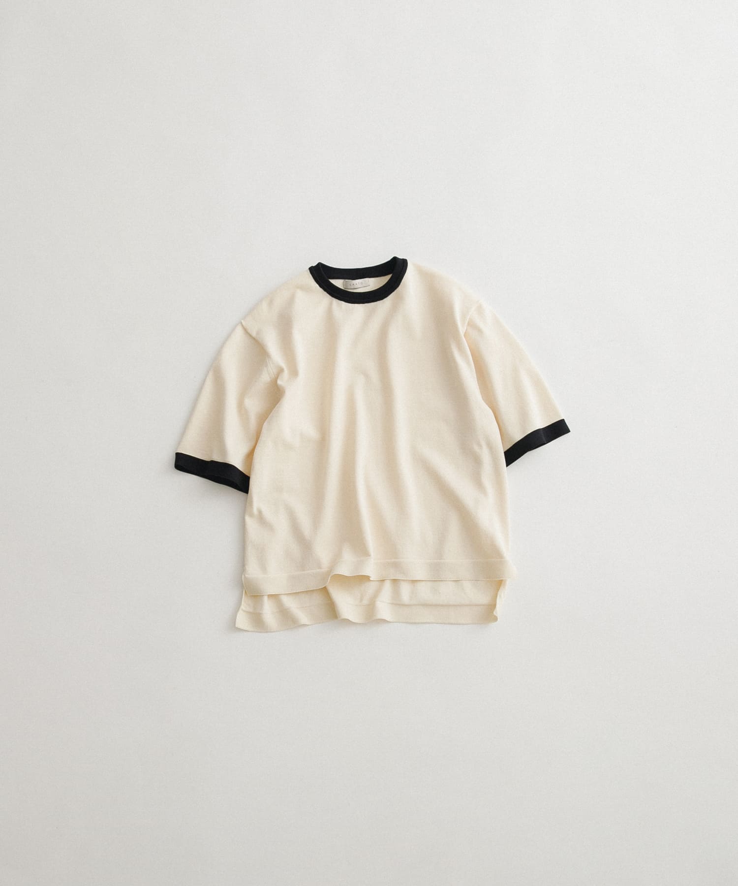 ringer knit tee クリーム FREE