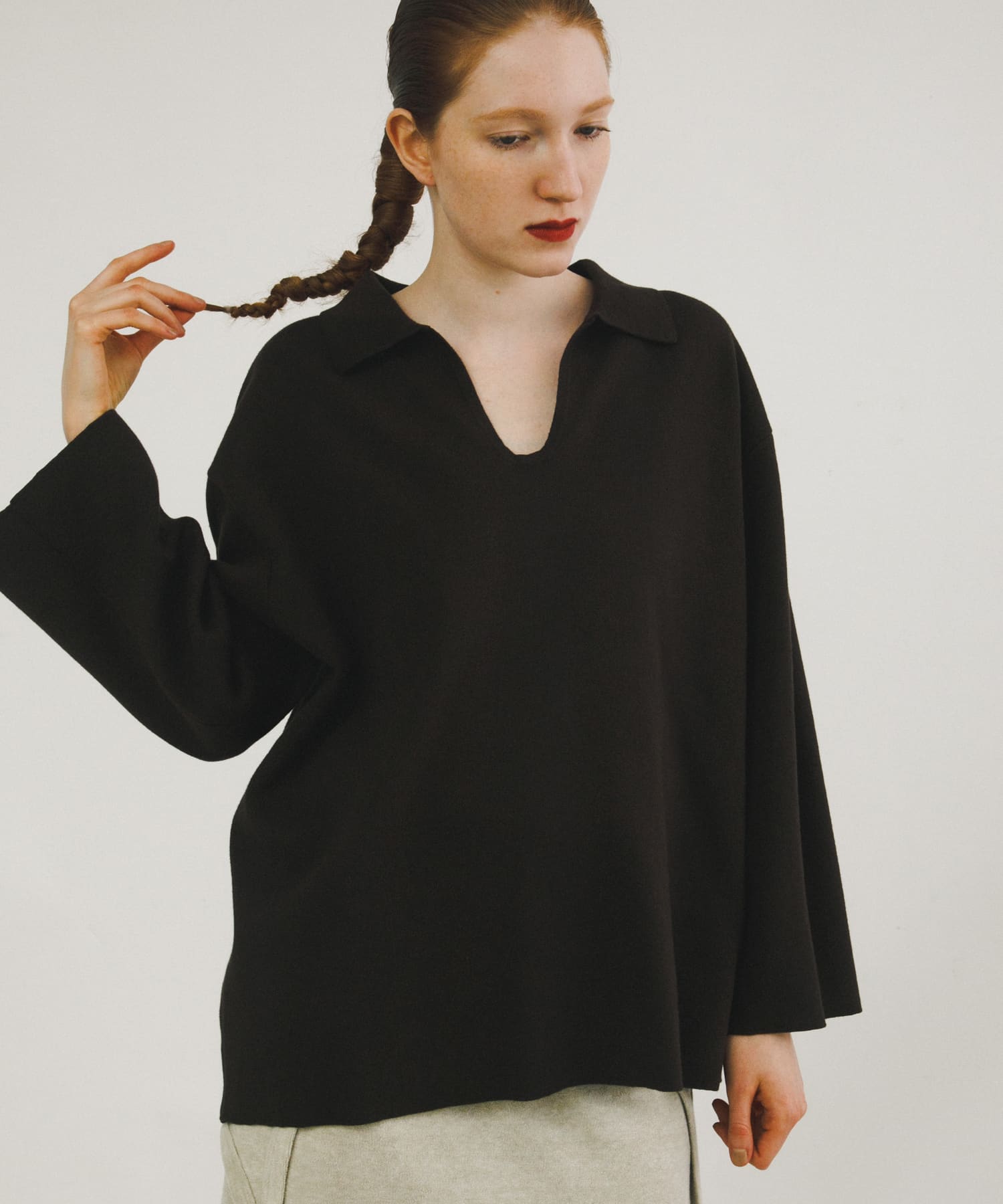 sweat style polo knit チョコレート FREE