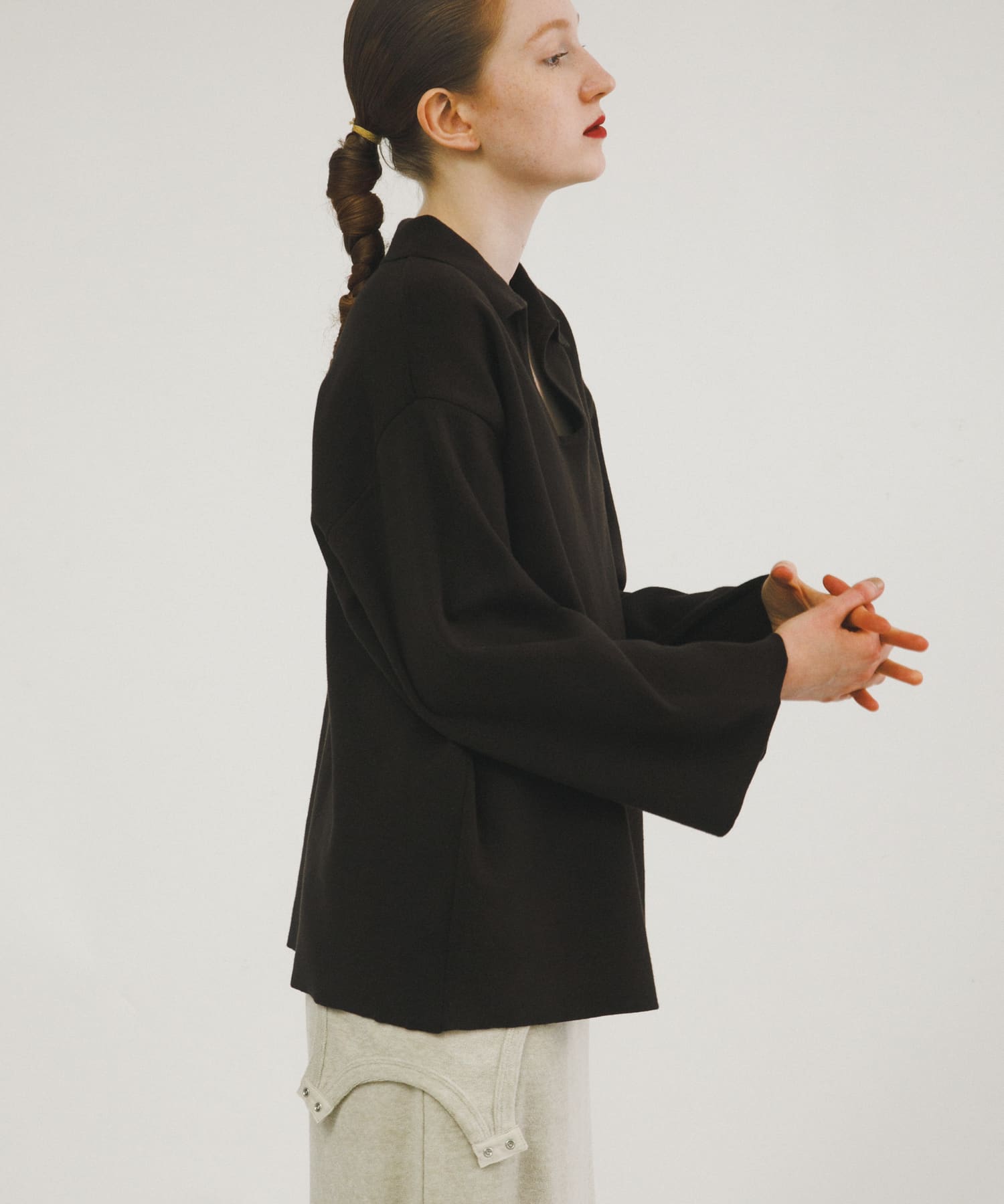 sweat style polo knit チョコレート FREE