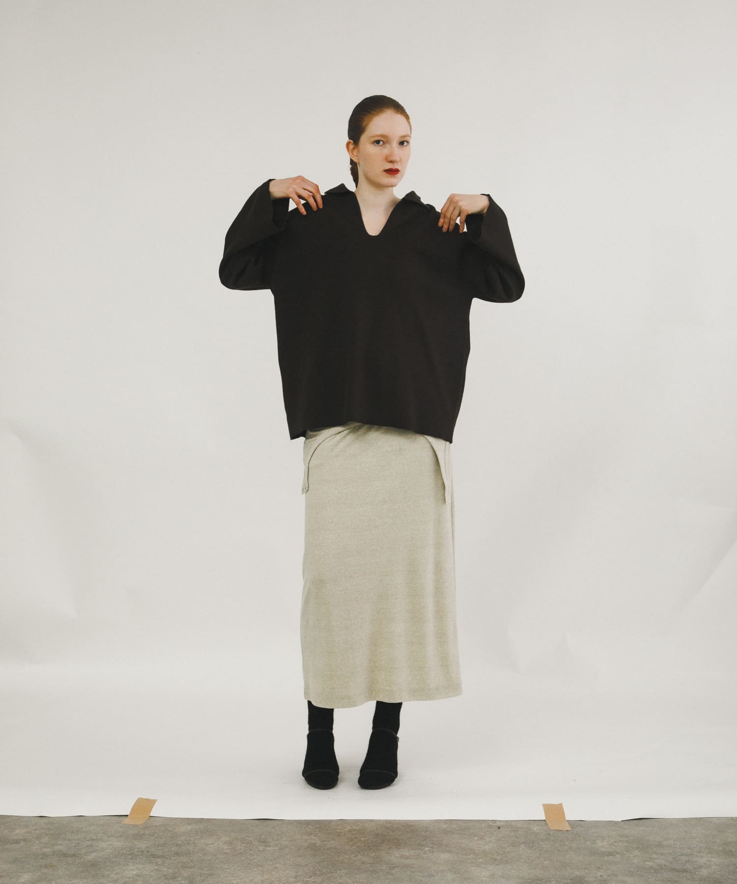 sweat style polo knit チョコレート FREE