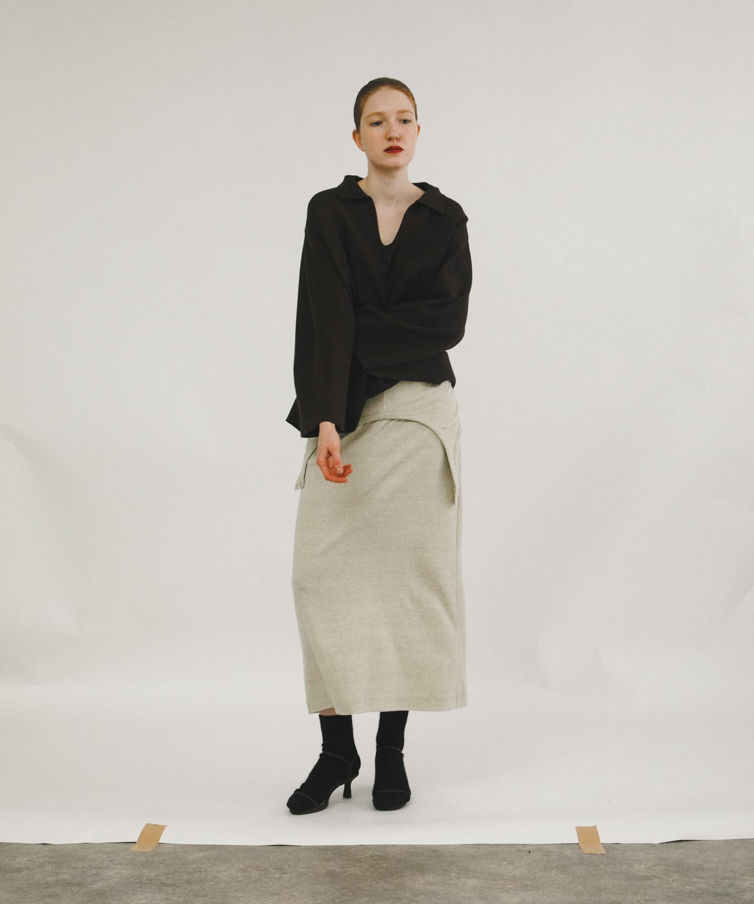 sweat style polo knit チョコレート FREE