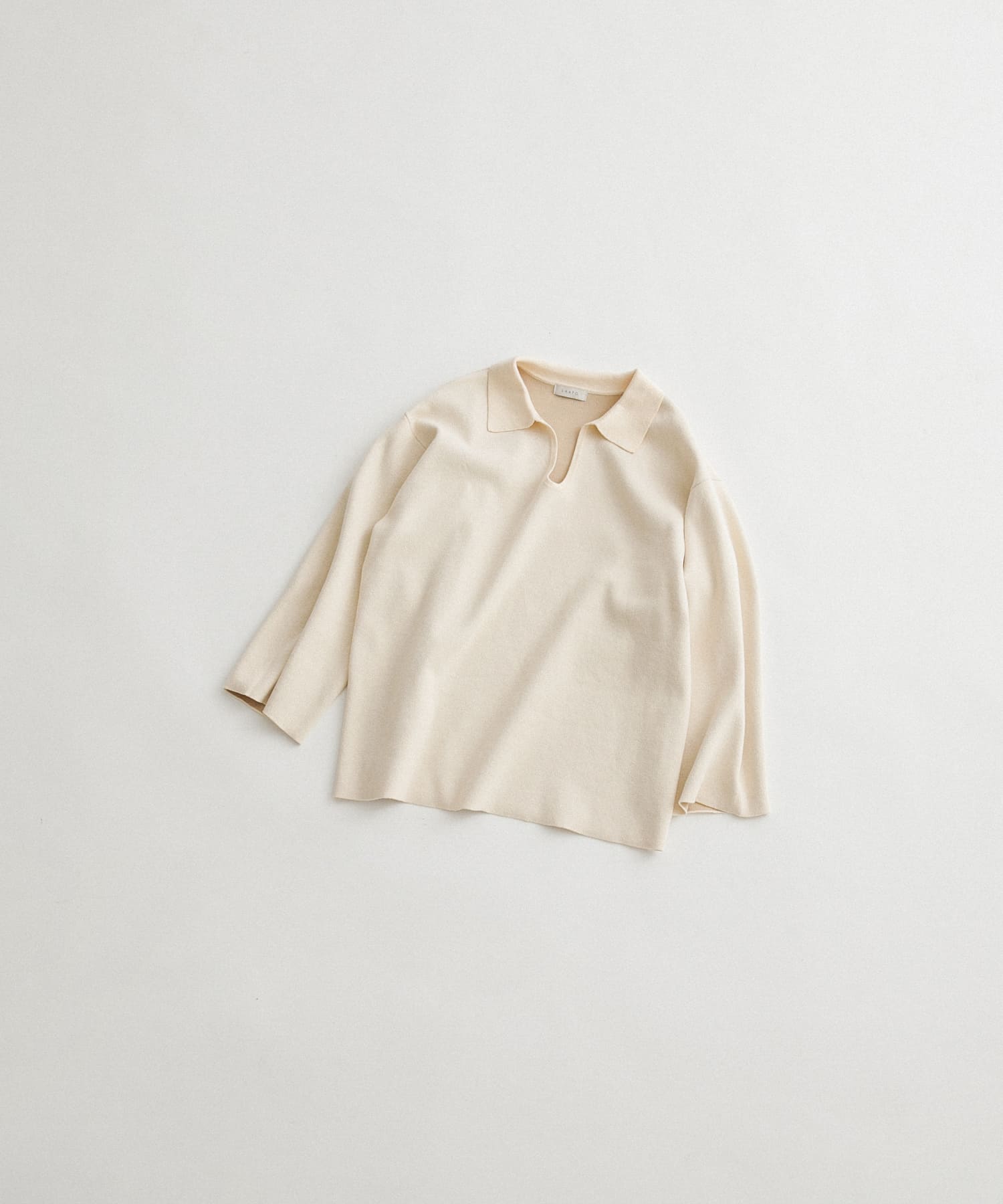 sweat style polo knit クリーム FREE