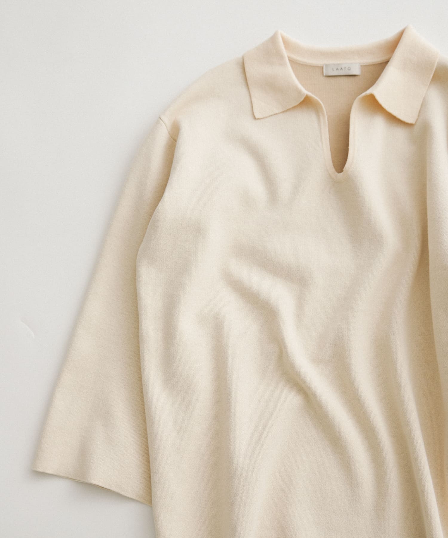 sweat style polo knit クリーム FREE