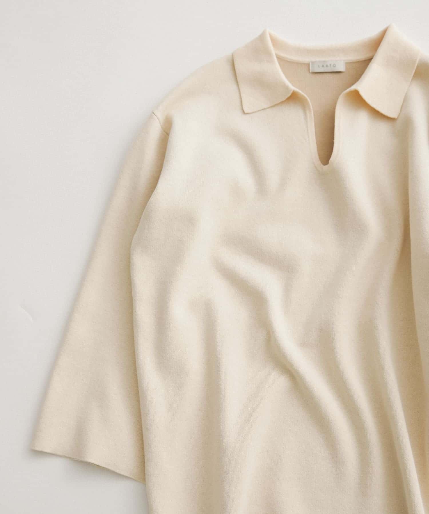 sweat style polo knit クリーム FREE