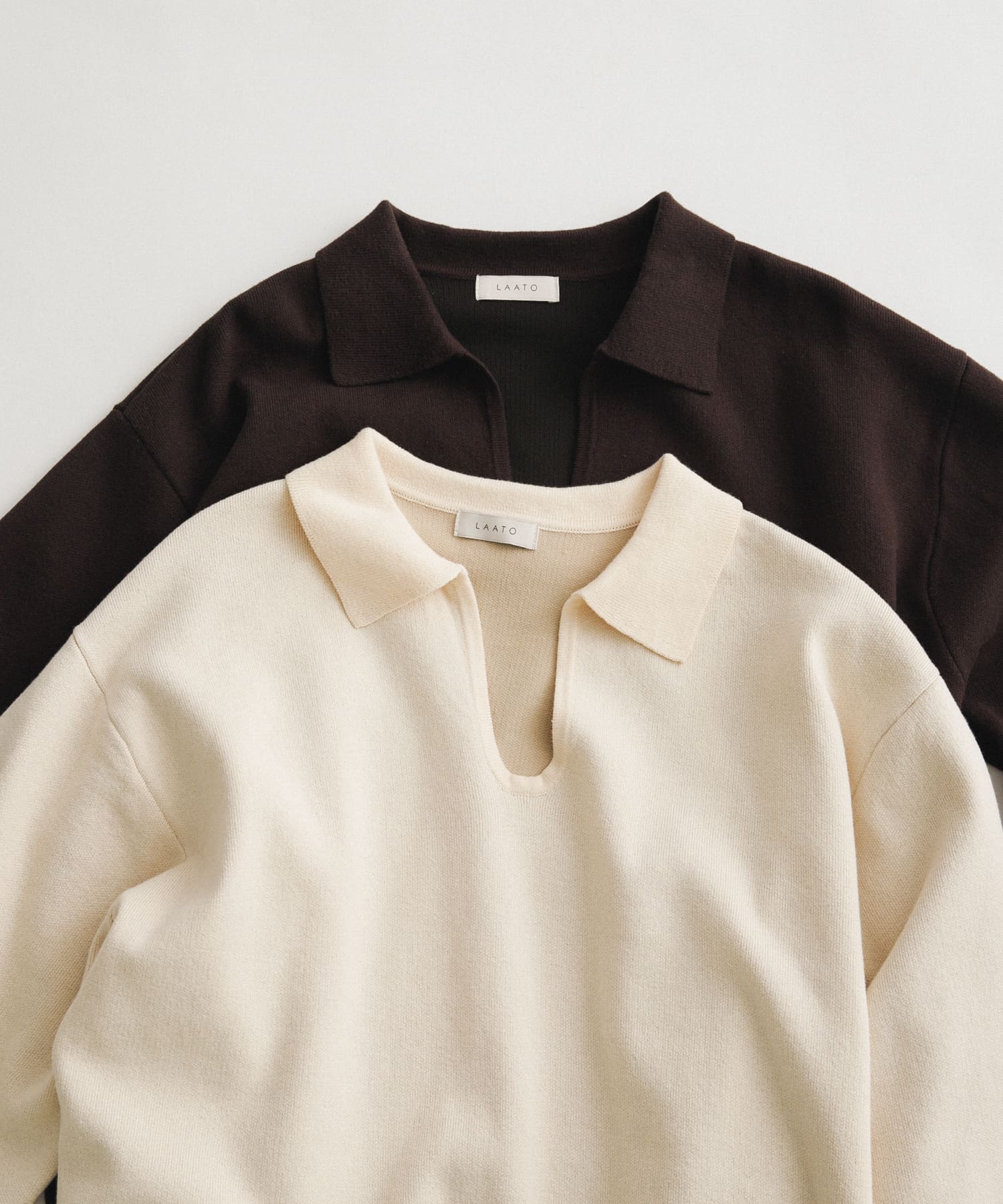 sweat style polo knit クリーム FREE