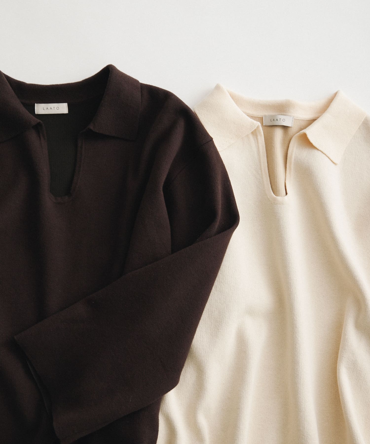 sweat style polo knit クリーム FREE