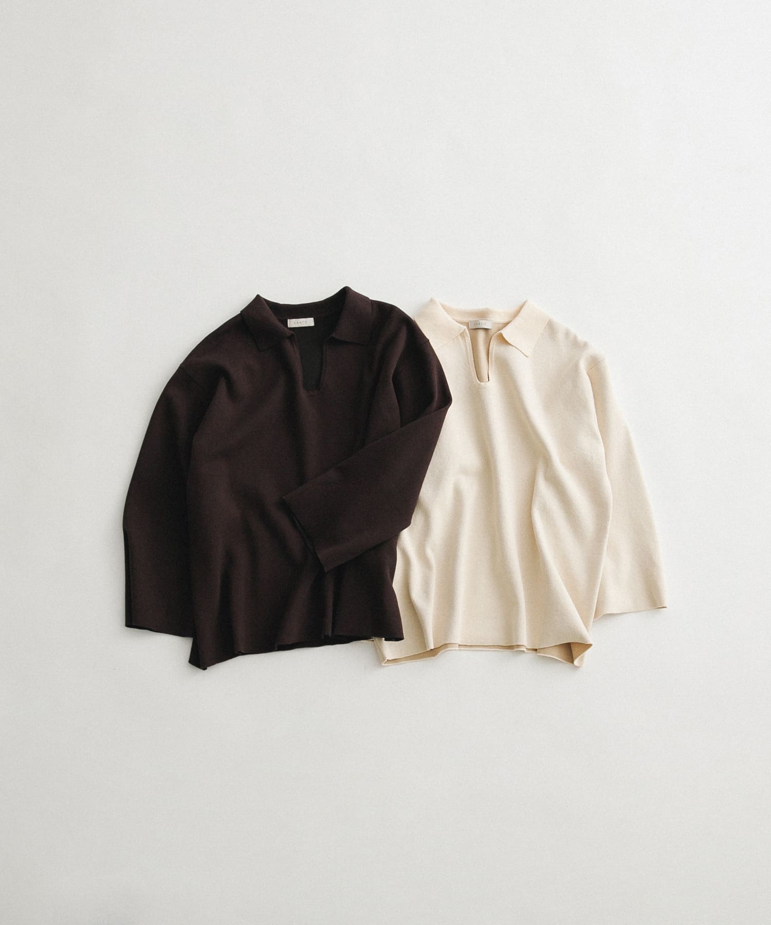 sweat style polo knit クリーム FREE