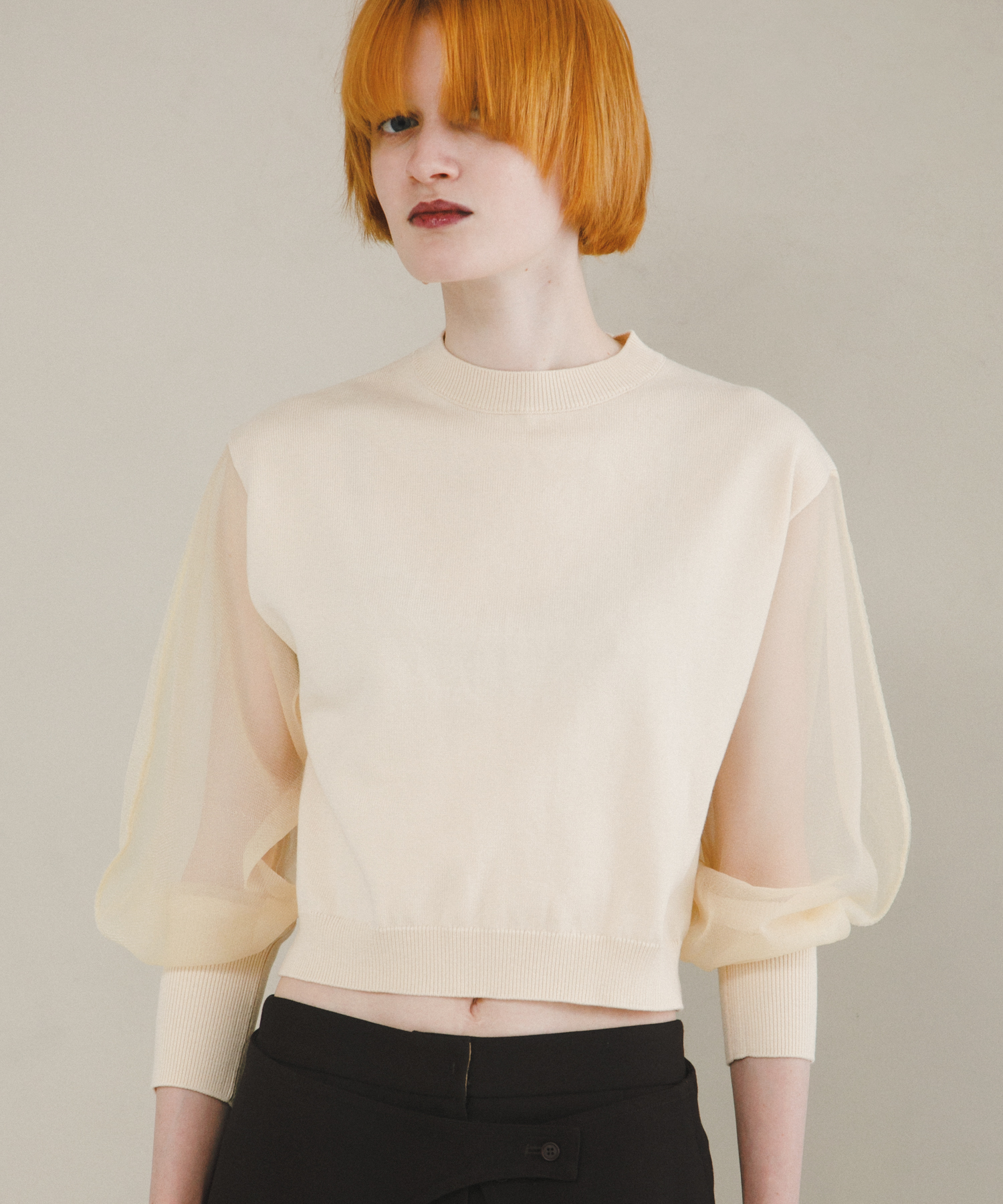 sheer sleeve knit