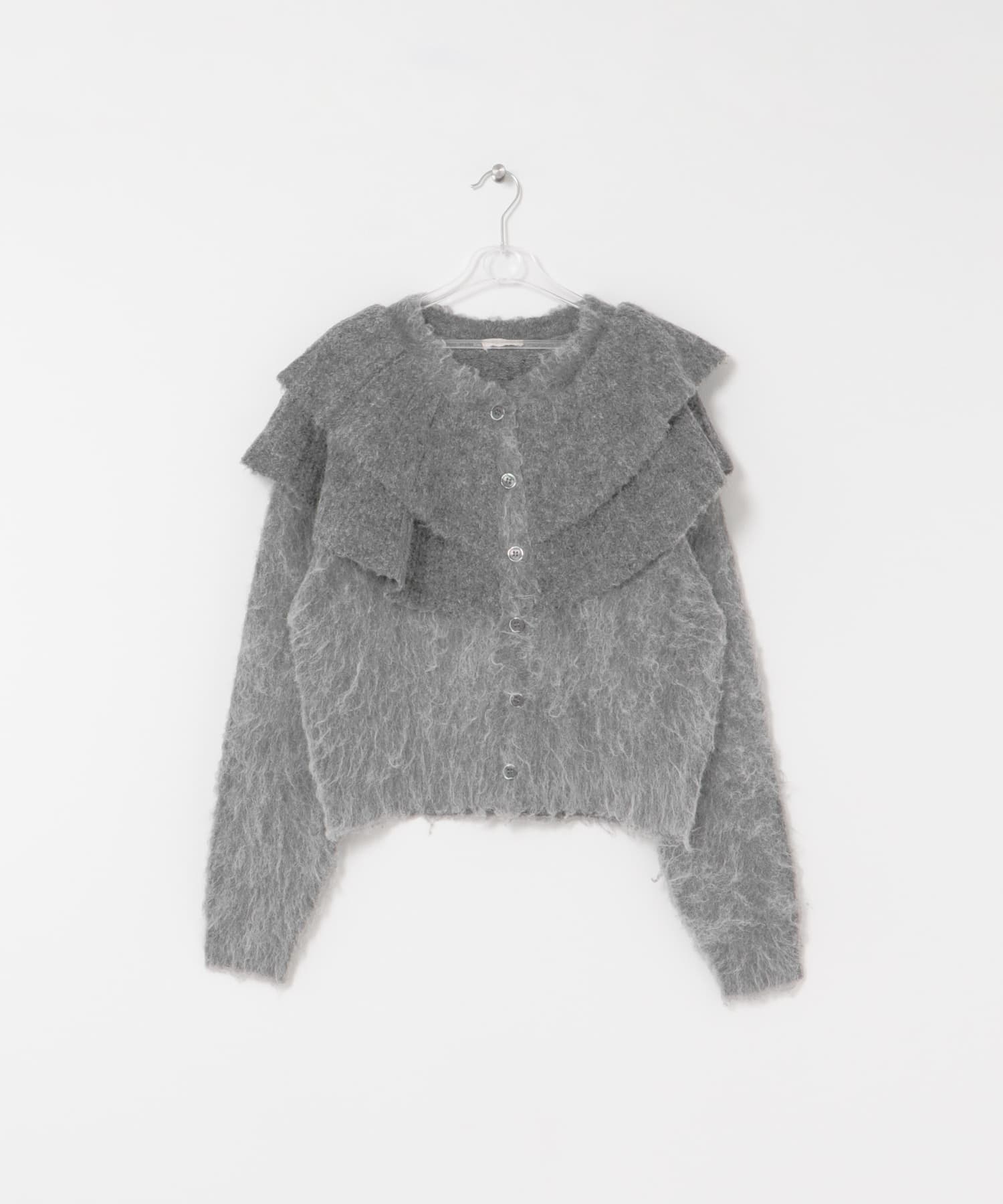frill frill knit cardigan シャドウ FREE