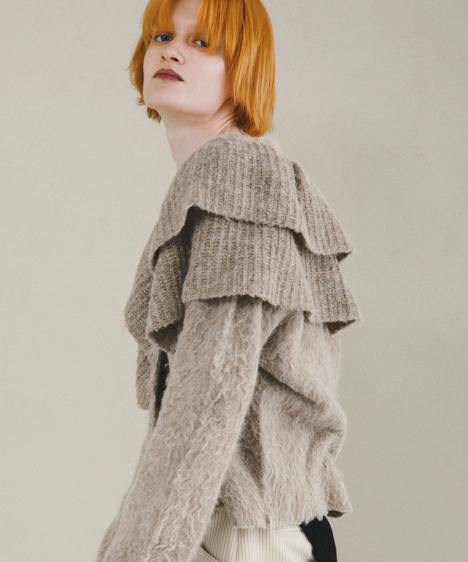 frill frill knit cardigan