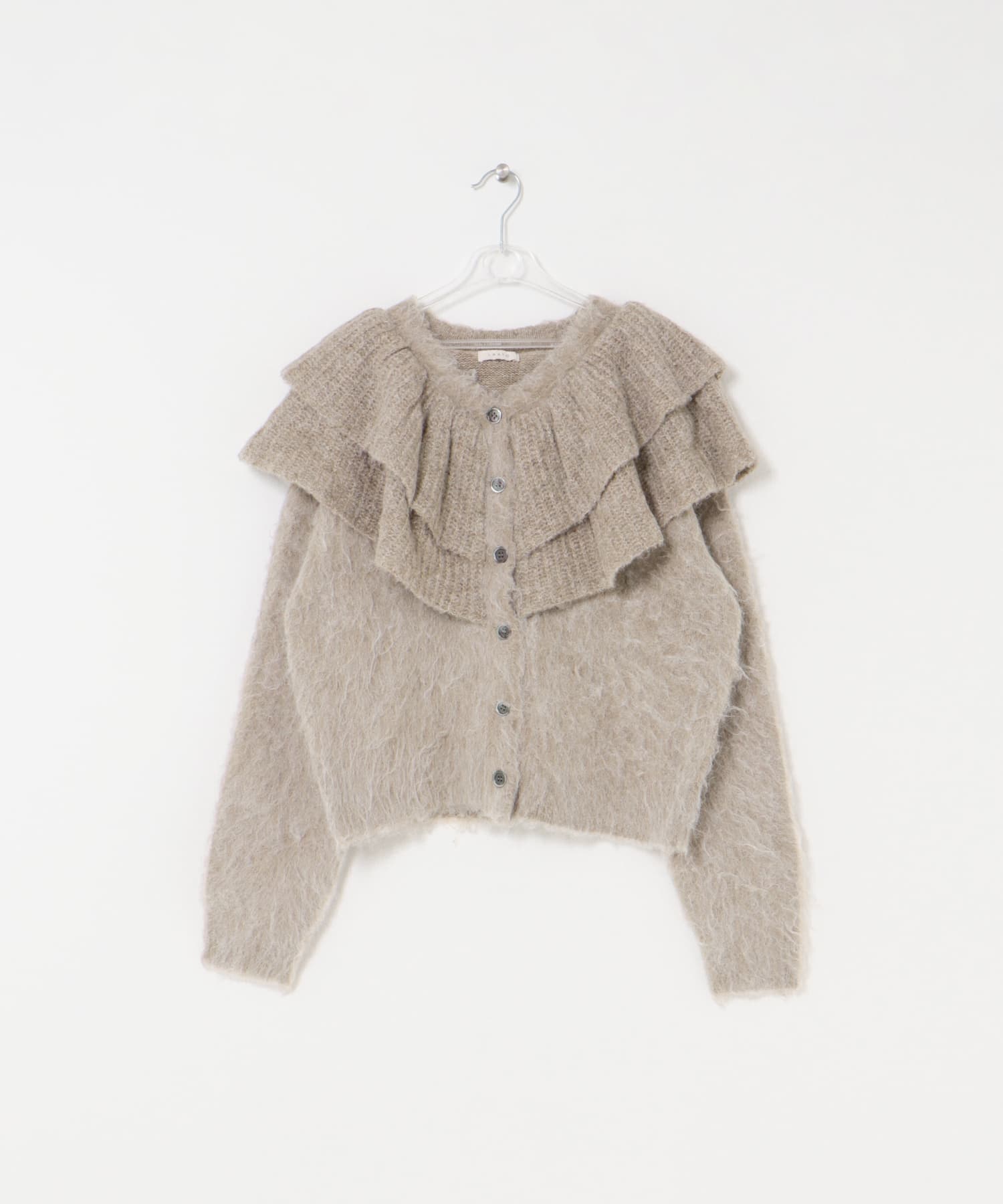 frill frill knit cardigan ラテ FREE