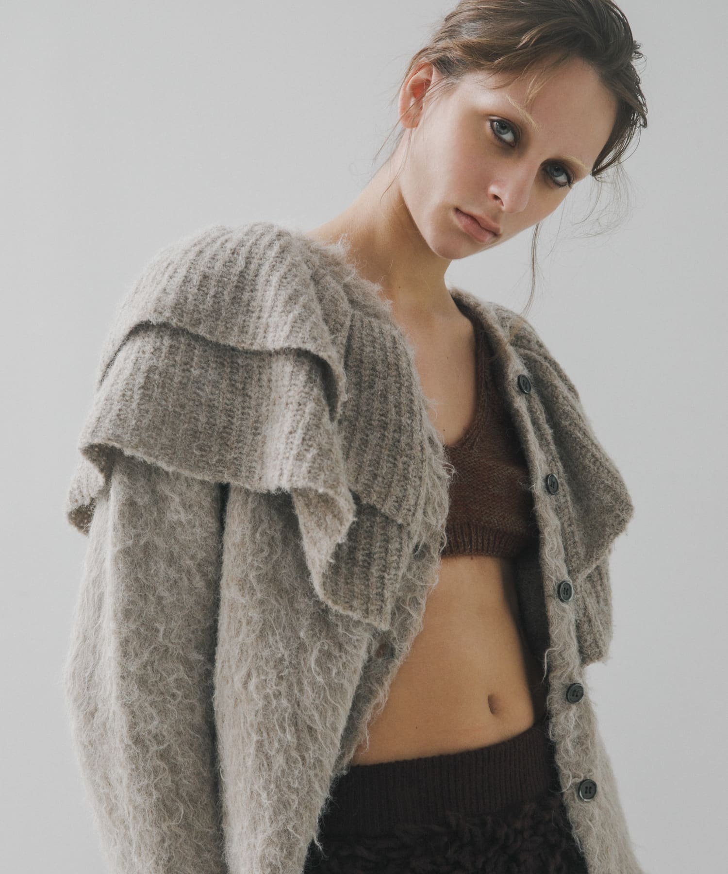 frill frill knit cardigan