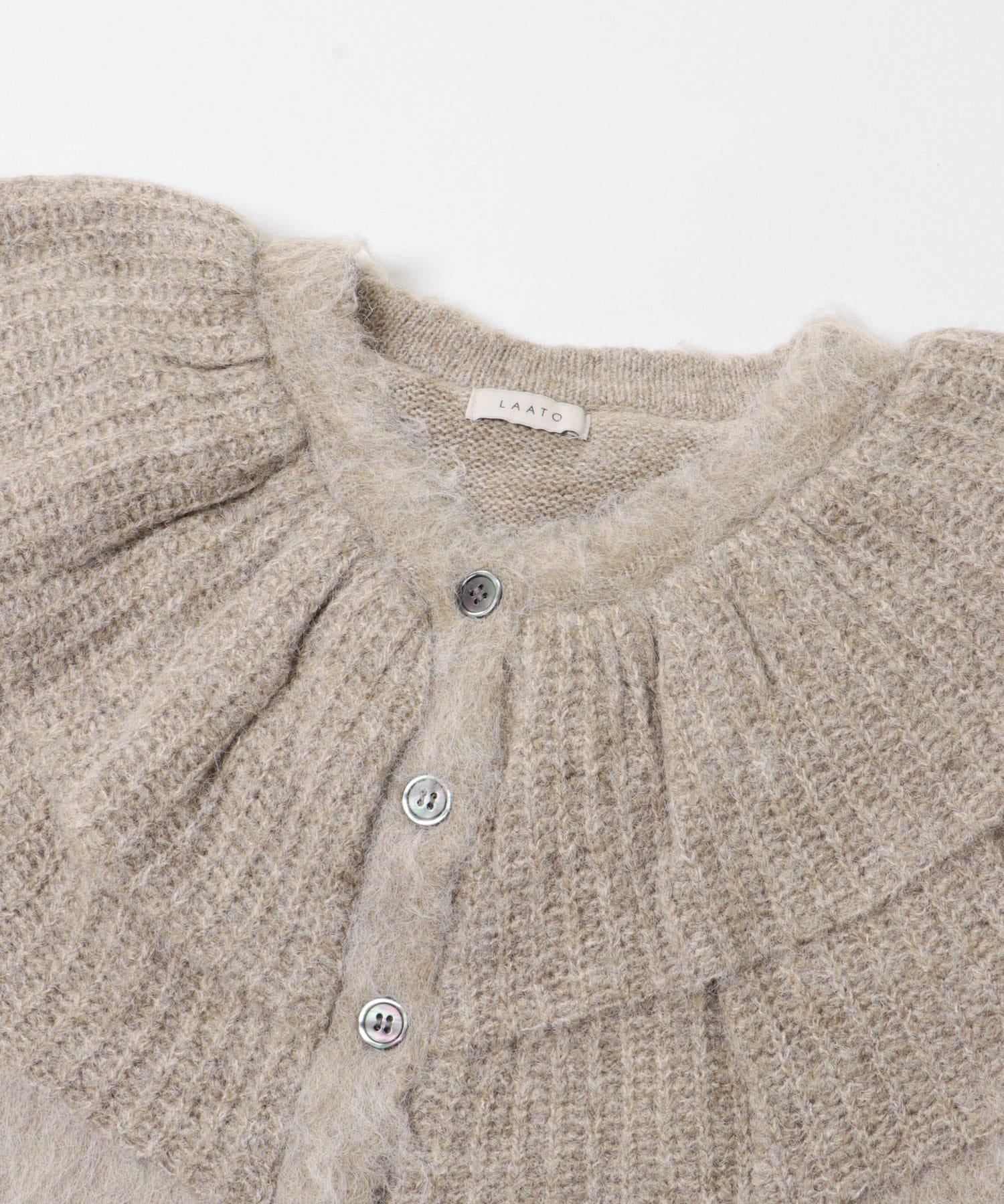 frill frill knit cardigan ラテ FREE