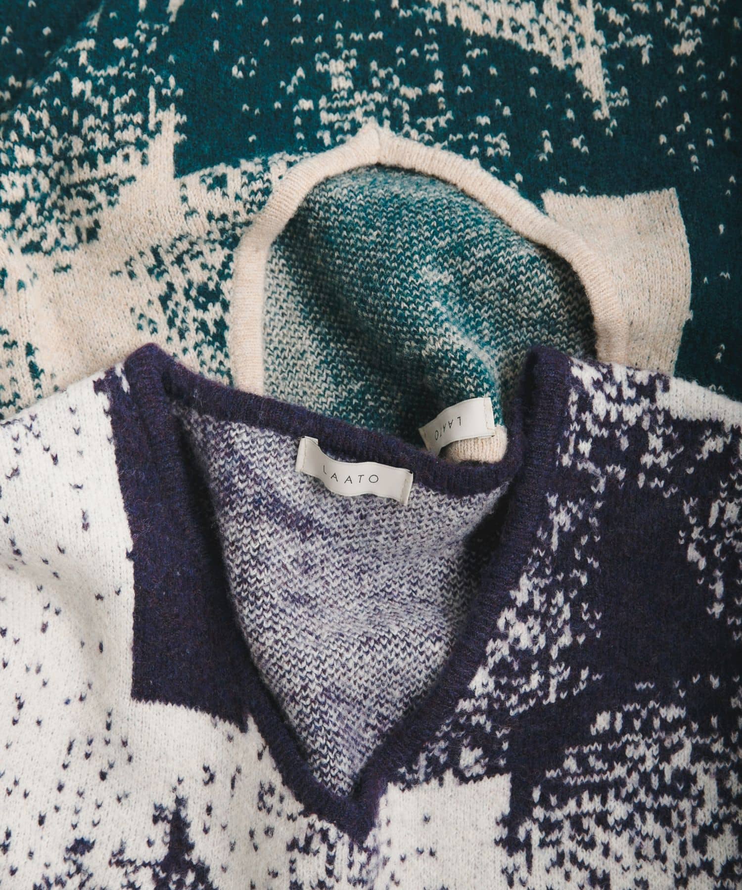 5 patterned knit dress ミドリ Free