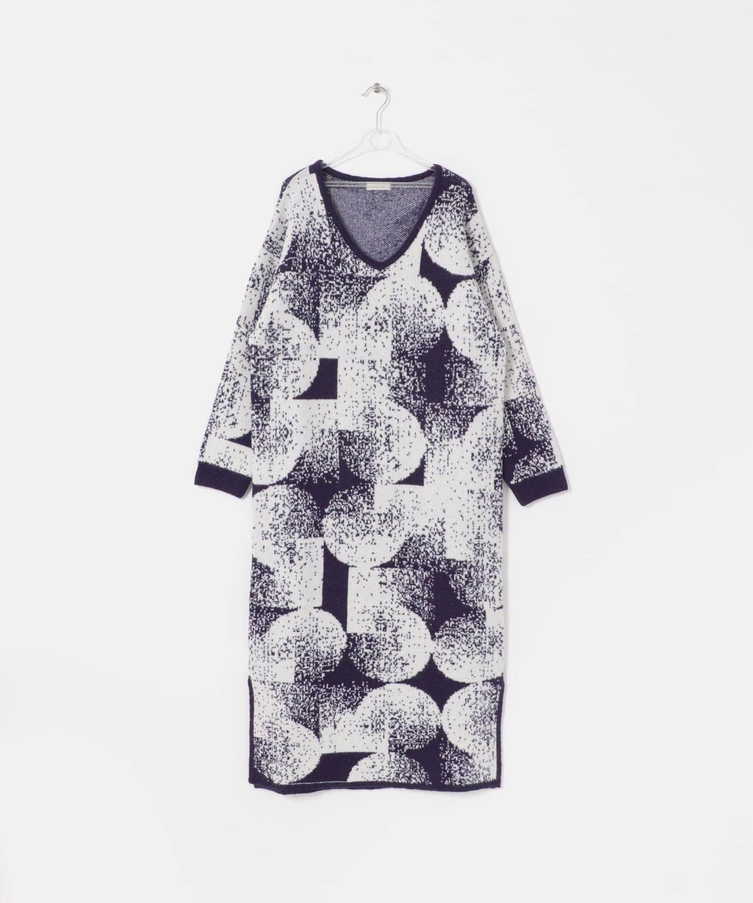 5 patterned knit dress モーブ Free