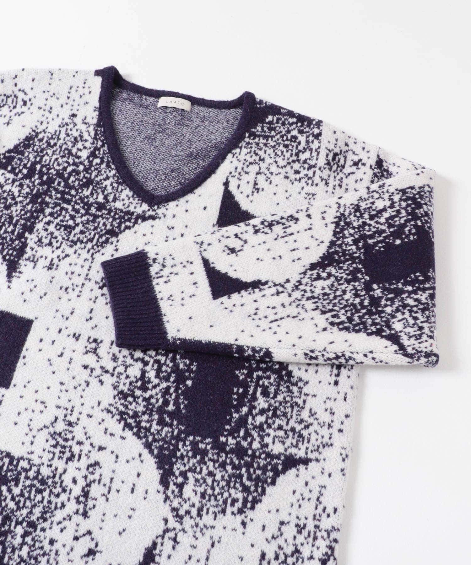 5 patterned knit dress モーブ Free