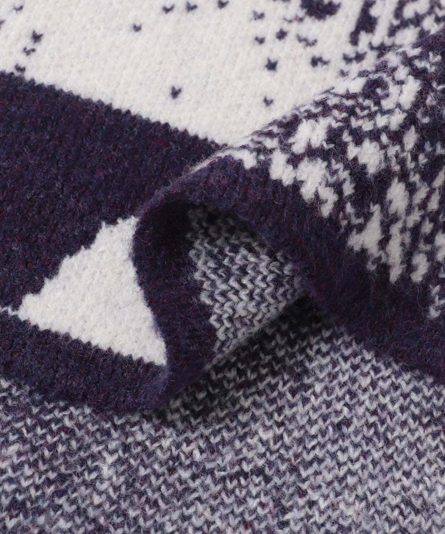 5 patterned knit dress モーブ Free