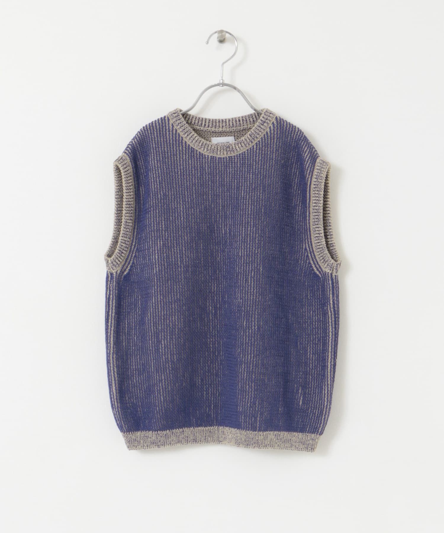 ARCH&LINE　GIMA STRIPE KNIT VEST 65 R.BLUE S