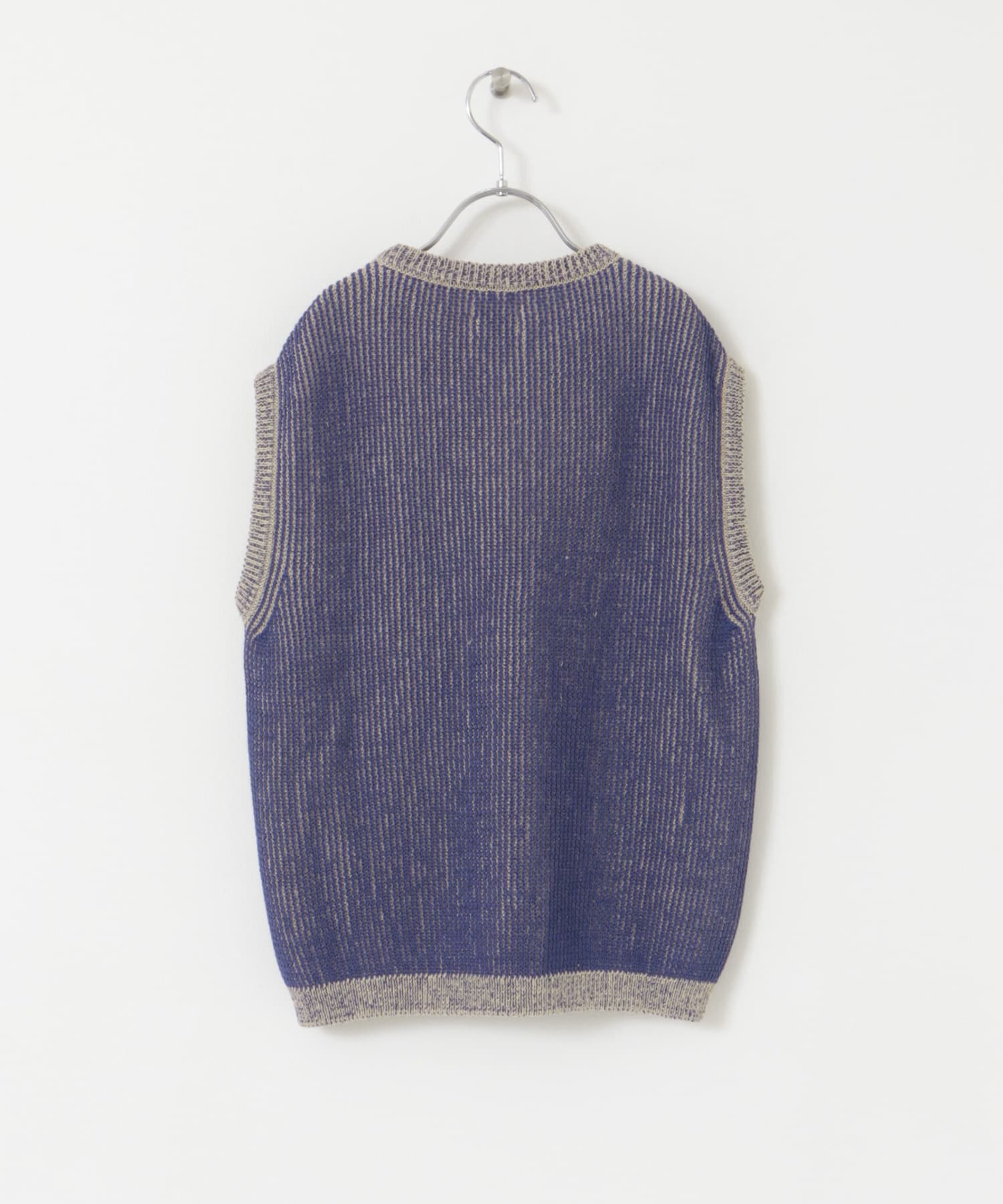 ARCH&LINE　GIMA STRIPE KNIT VEST 65 R.BLUE S