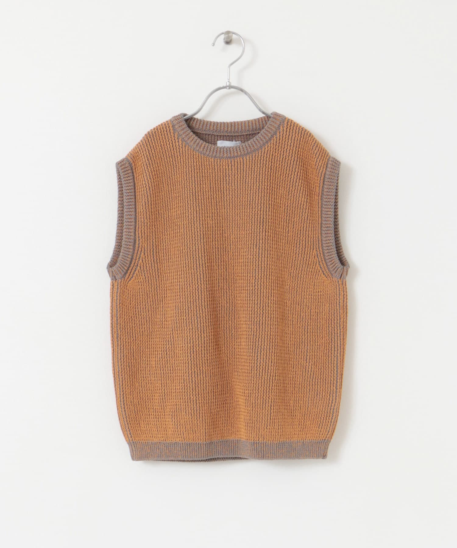 ARCH&LINE　GIMA STRIPE KNIT VEST 27 ORANGE S