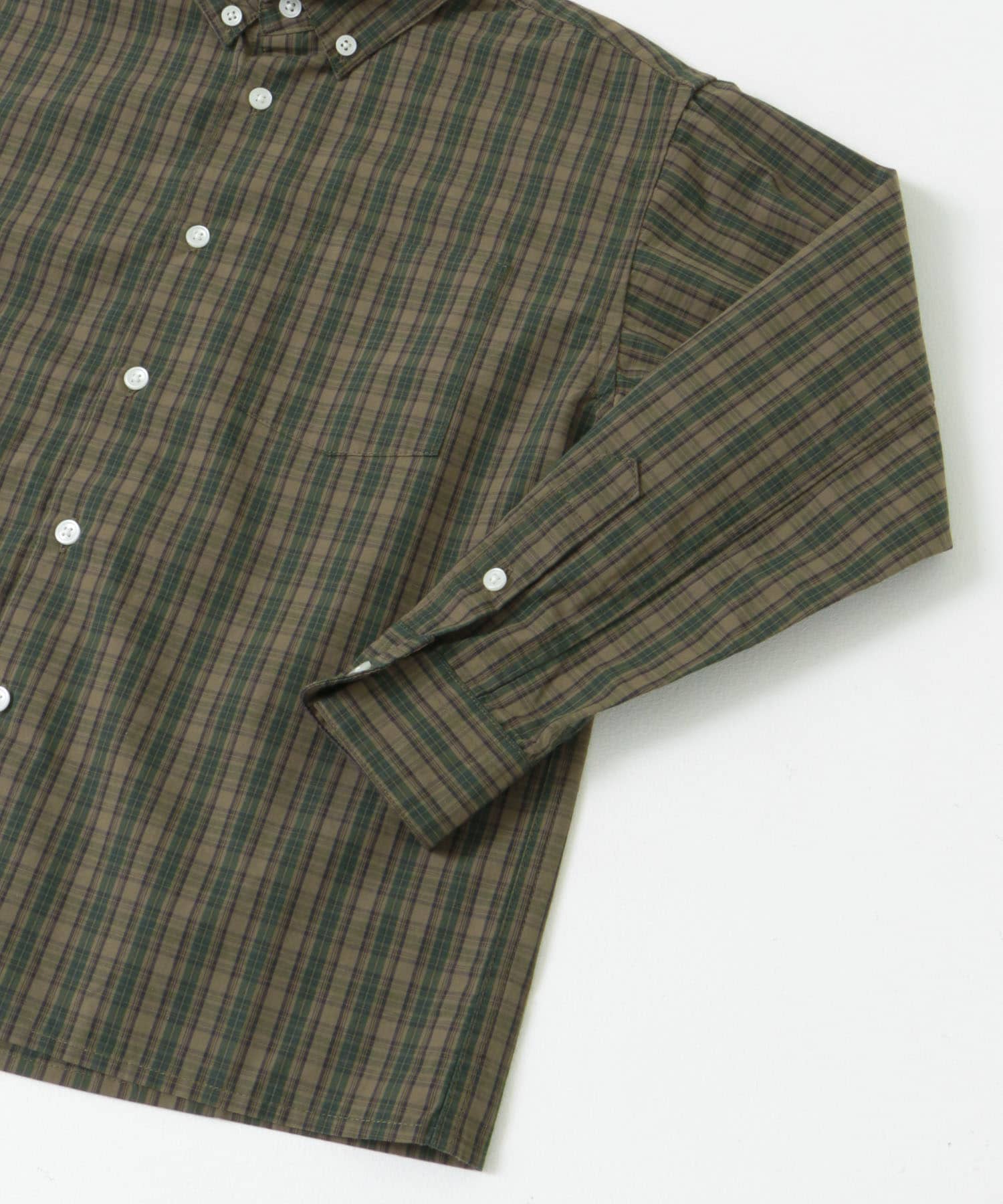 ARCH&LINE　COTTON CHECK BUTTON DOWN SHIRTS 45 BEIGE S