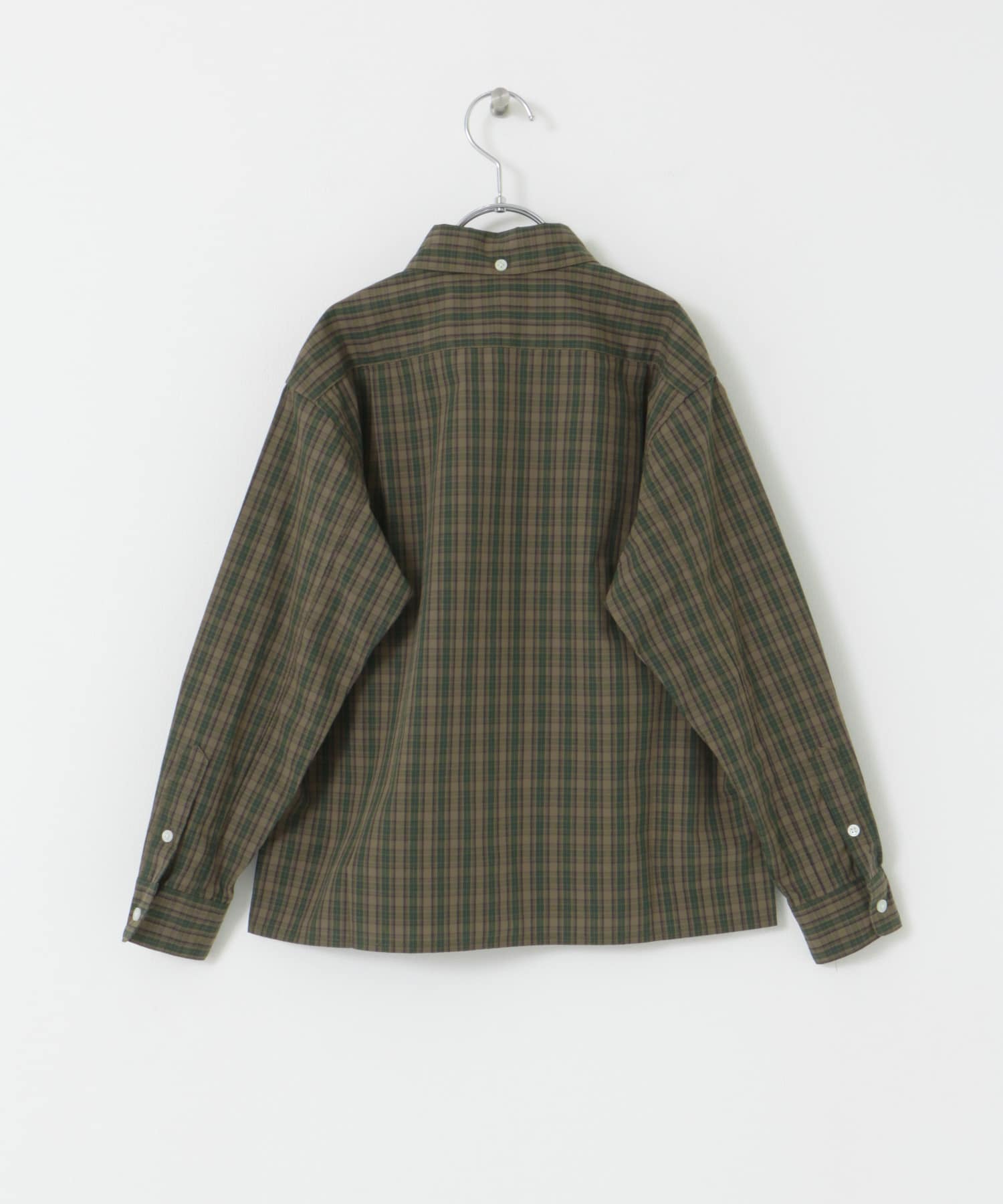 ARCH&LINE　COTTON CHECK BUTTON DOWN SHIRTS 45 BEIGE S