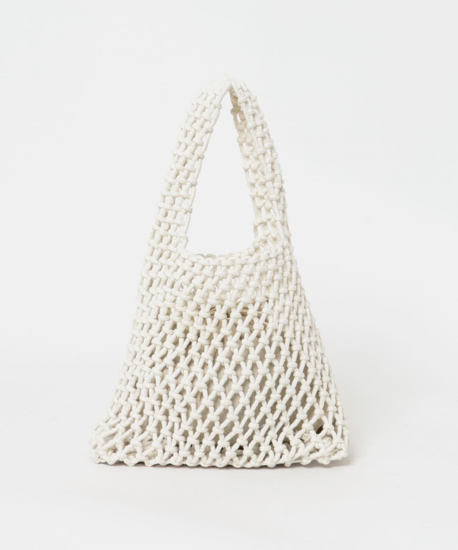 EARTH MADE　COTTON MACRAME MINI TOTE WHITE FREE