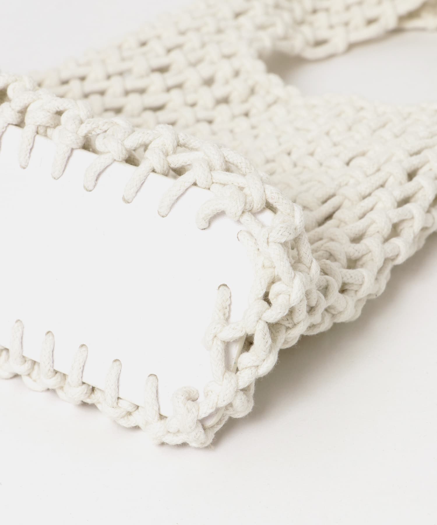EARTH MADE　COTTON MACRAME MINI TOTE WHITE FREE