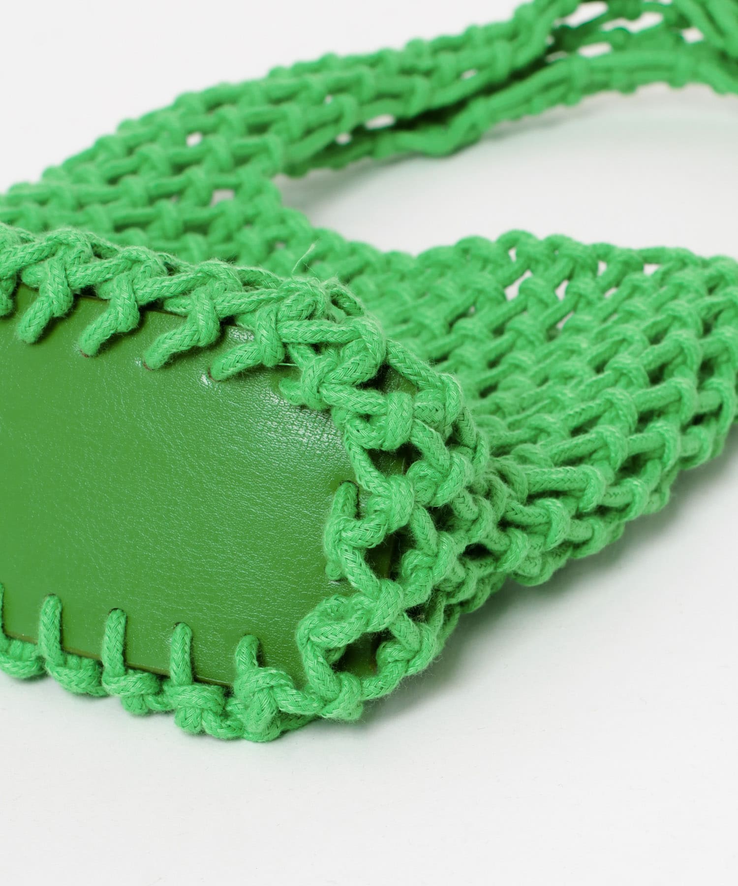 EARTH MADE　COTTON MACRAME MINI TOTE GREEN FREE