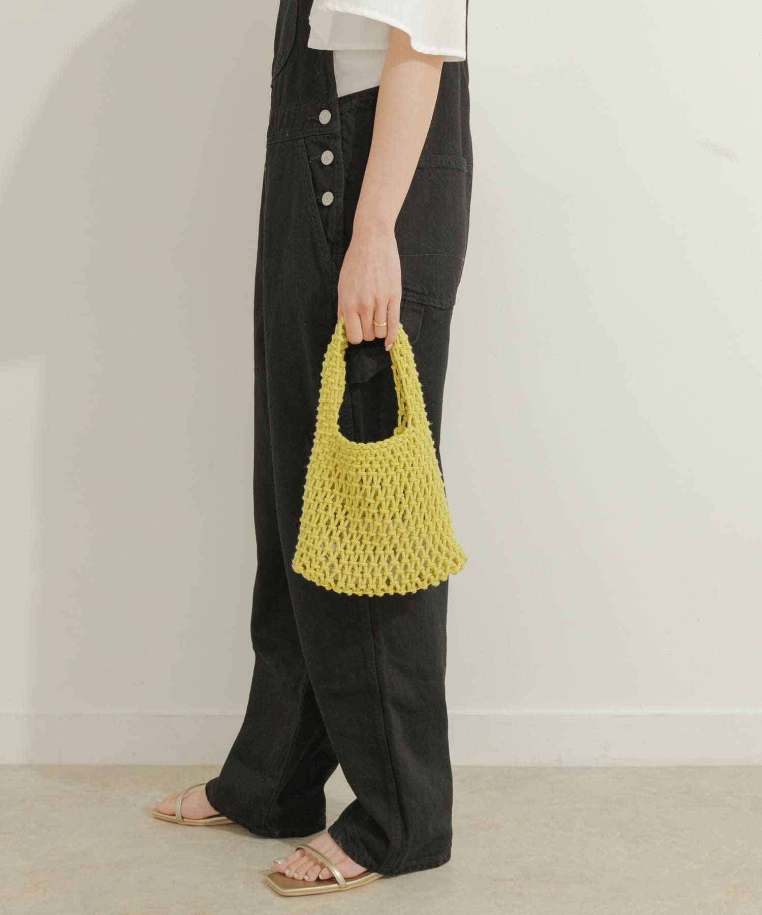 EARTH MADE　COTTON MACRAME MINI TOTE YELLOW FREE