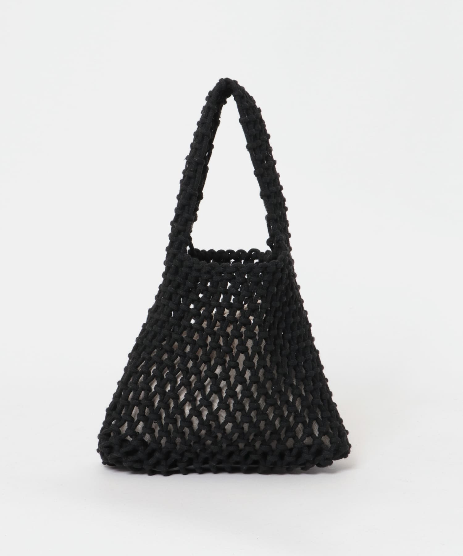 EARTH MADE　COTTON MACRAME MINI TOTE BLACK FREE