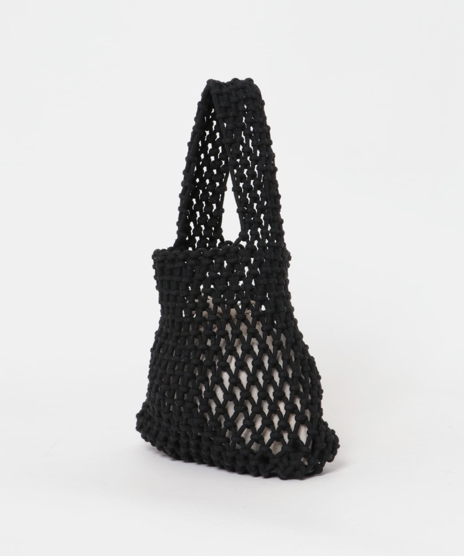 EARTH MADE　COTTON MACRAME MINI TOTE BLACK FREE
