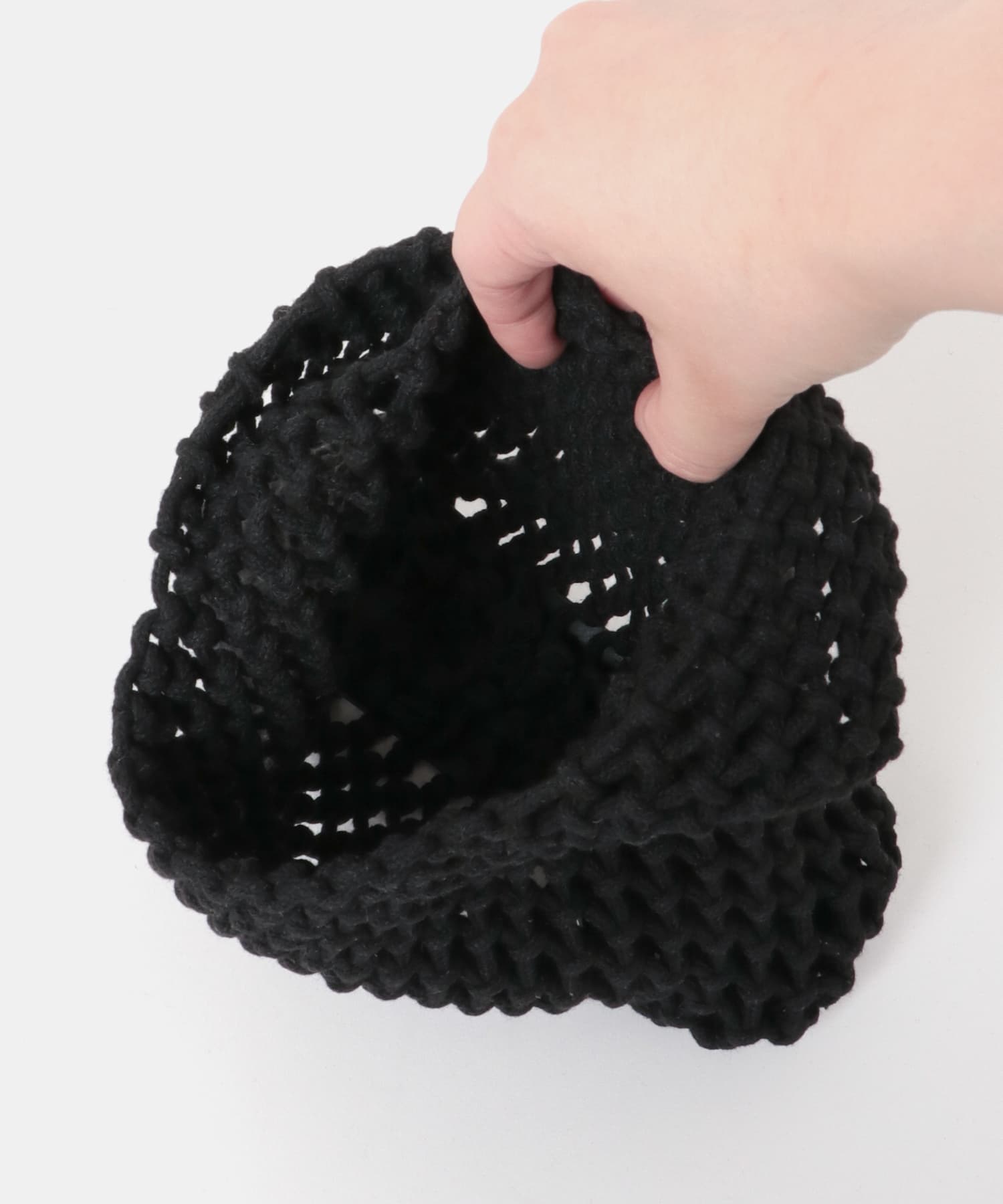 EARTH MADE　COTTON MACRAME MINI TOTE BLACK FREE