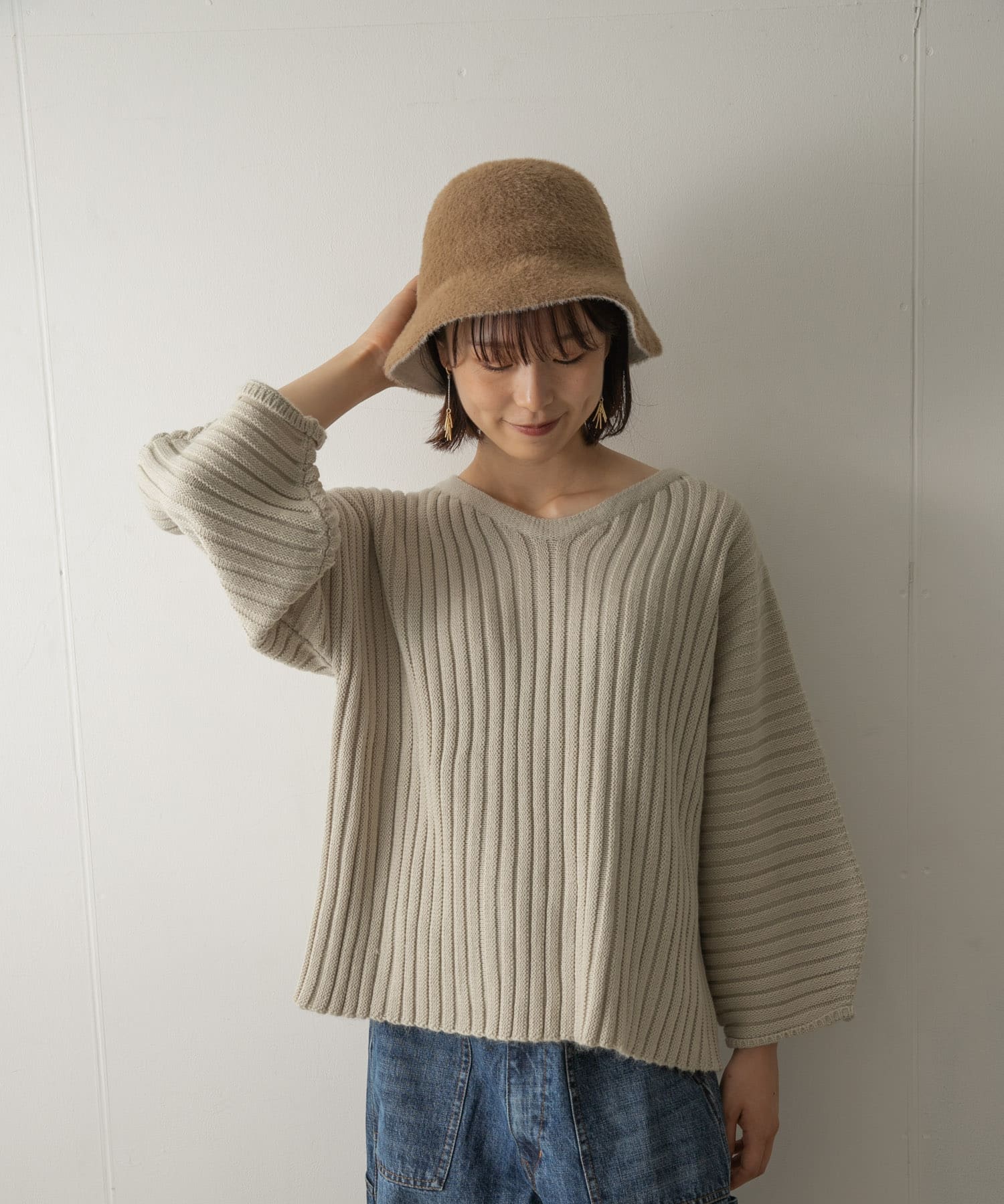 Audrey and John Wad　2WAYネックロングプルオーバー s.gry FREE