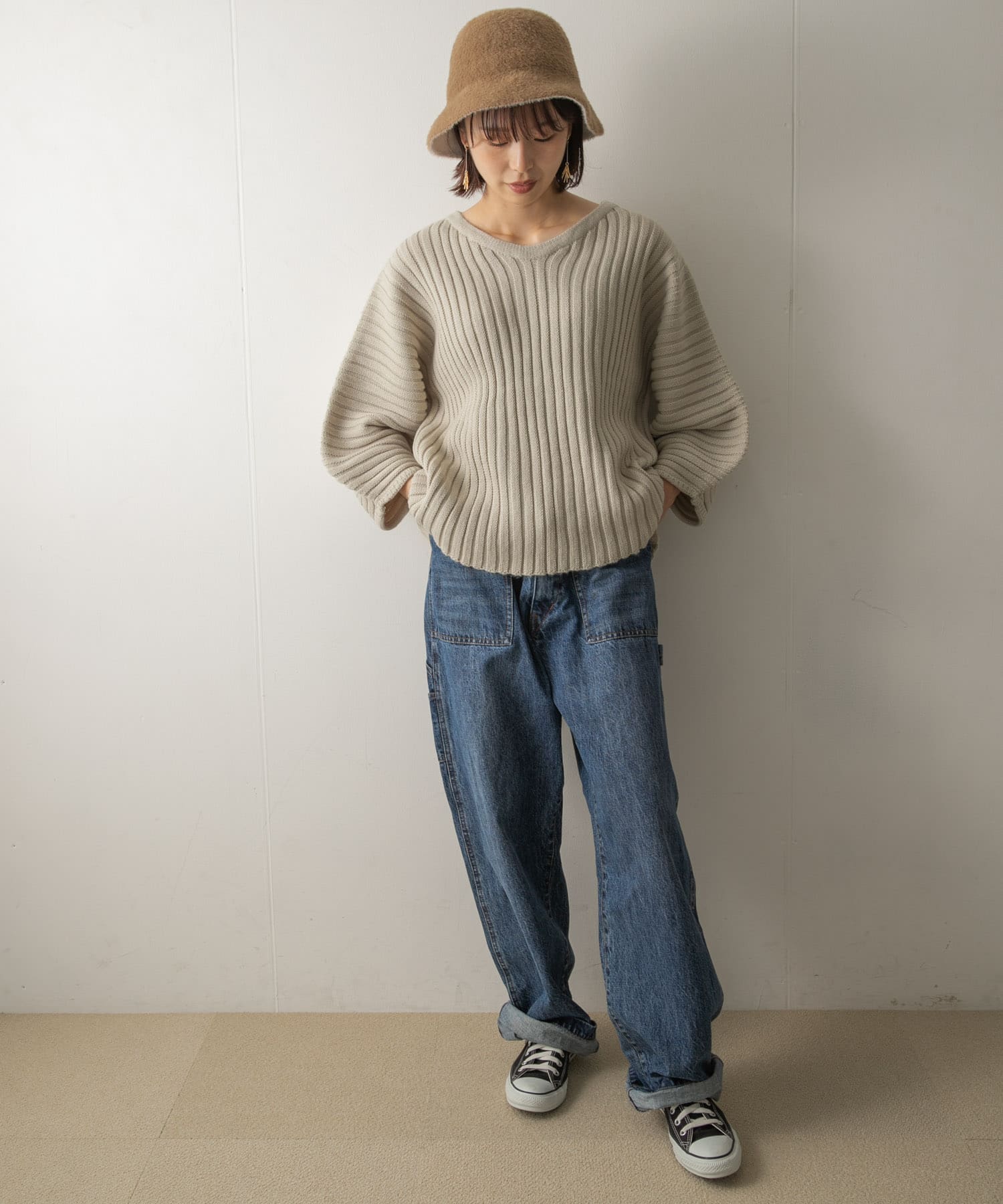 Audrey and John Wad　2WAYネックロングプルオーバー s.gry FREE