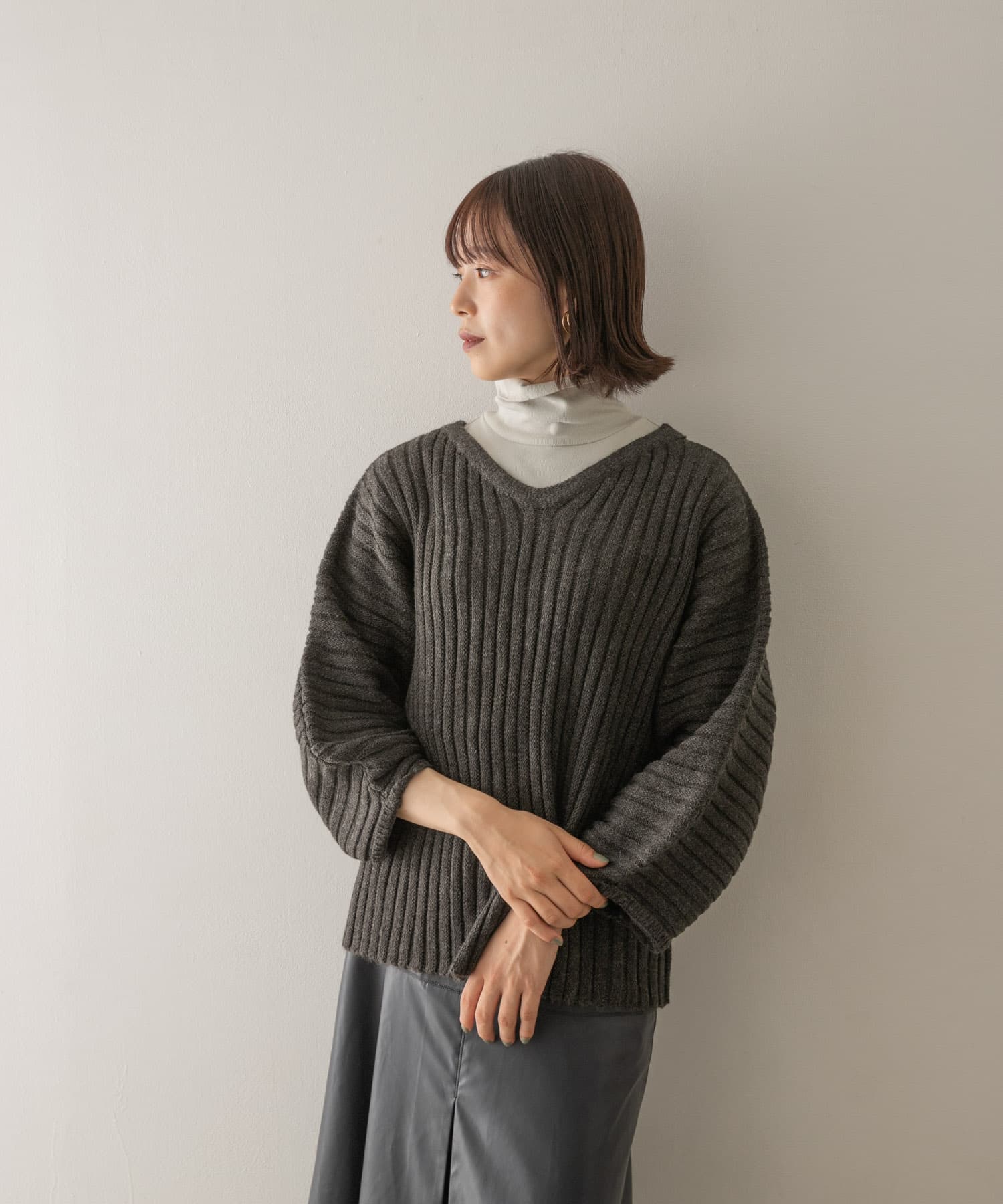 Audrey and John Wad　2WAYネックロングプルオーバー c.gry FREE