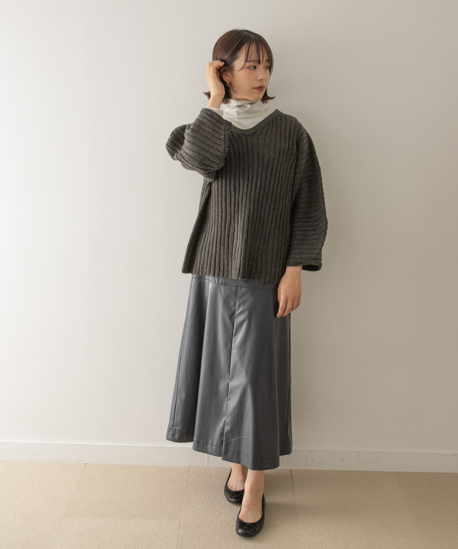 Audrey and John Wad　2WAYネックロングプルオーバー c.gry FREE