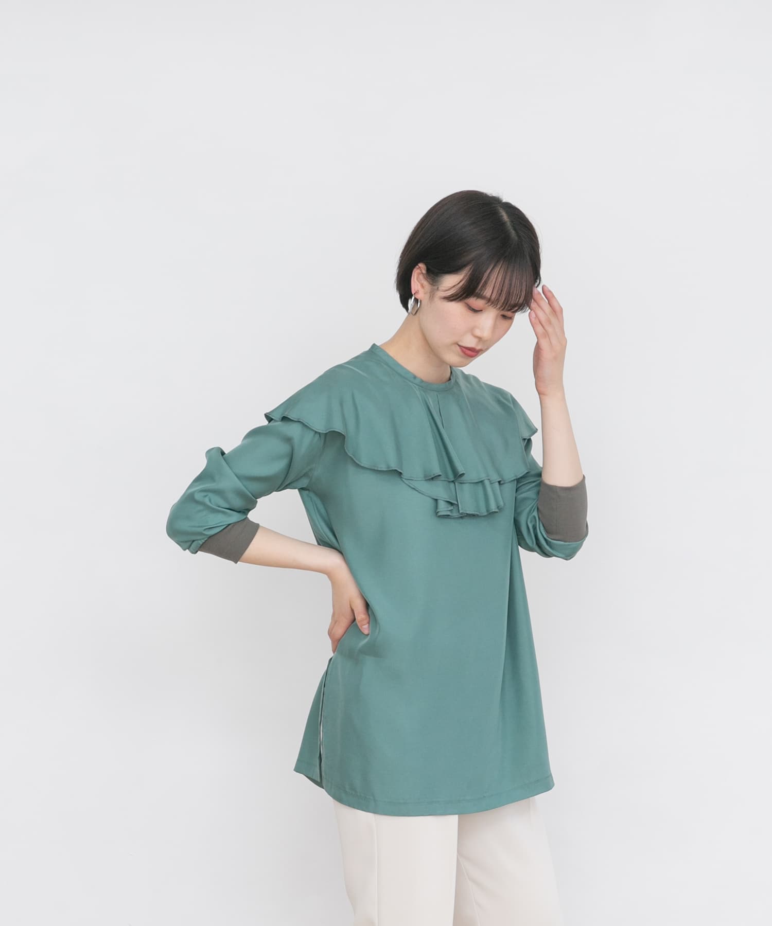 Audrey and John Wad　CSリブ付きプルオーバーブラウス l.khk FREE