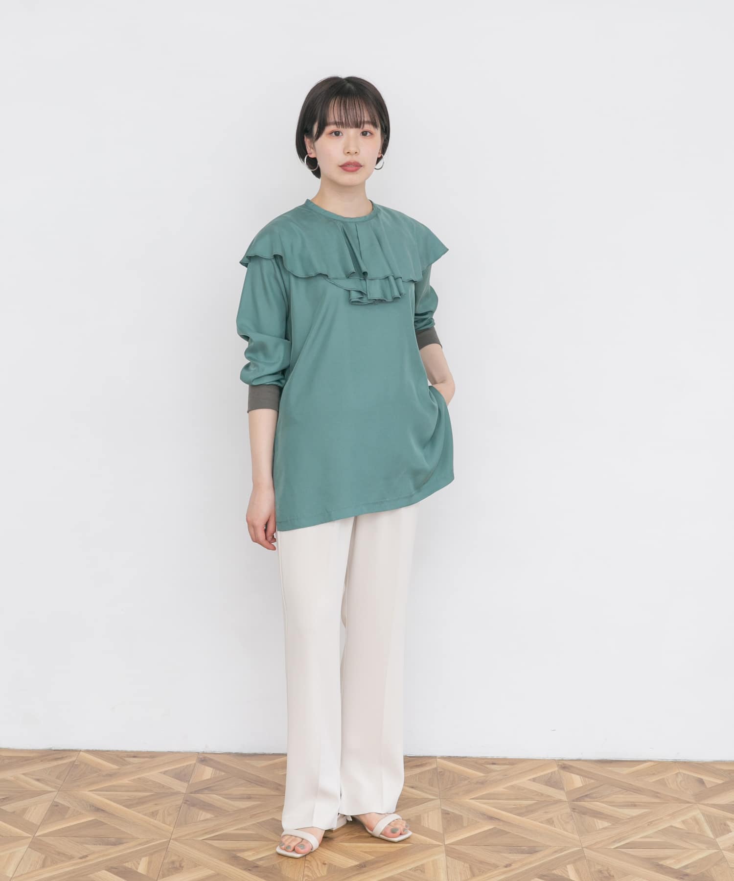 Audrey and John Wad　CSリブ付きプルオーバーブラウス l.khk FREE