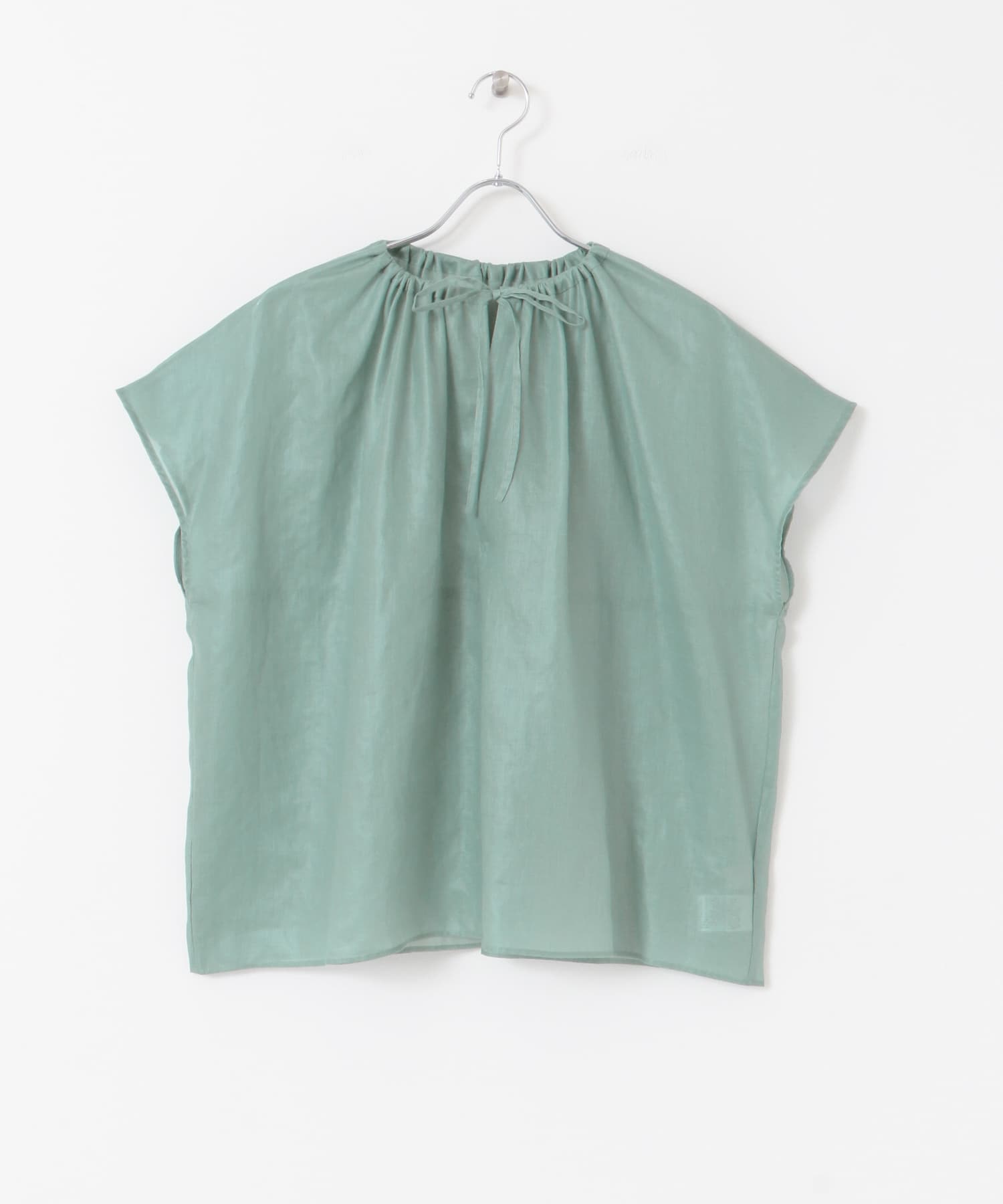Audrey and John Wad　ネックギャザーフレンチスリーブ プルオーバーブラウス bl.gry FREE