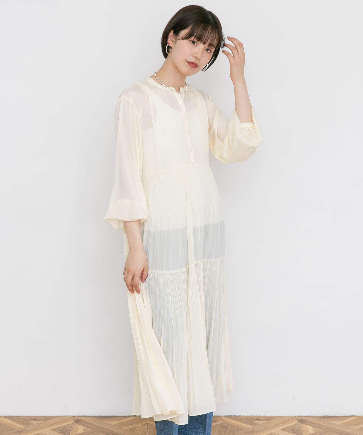 Audrey and John Wad　N/C Long-Sleeve ティアードワンピース o.wht FREE