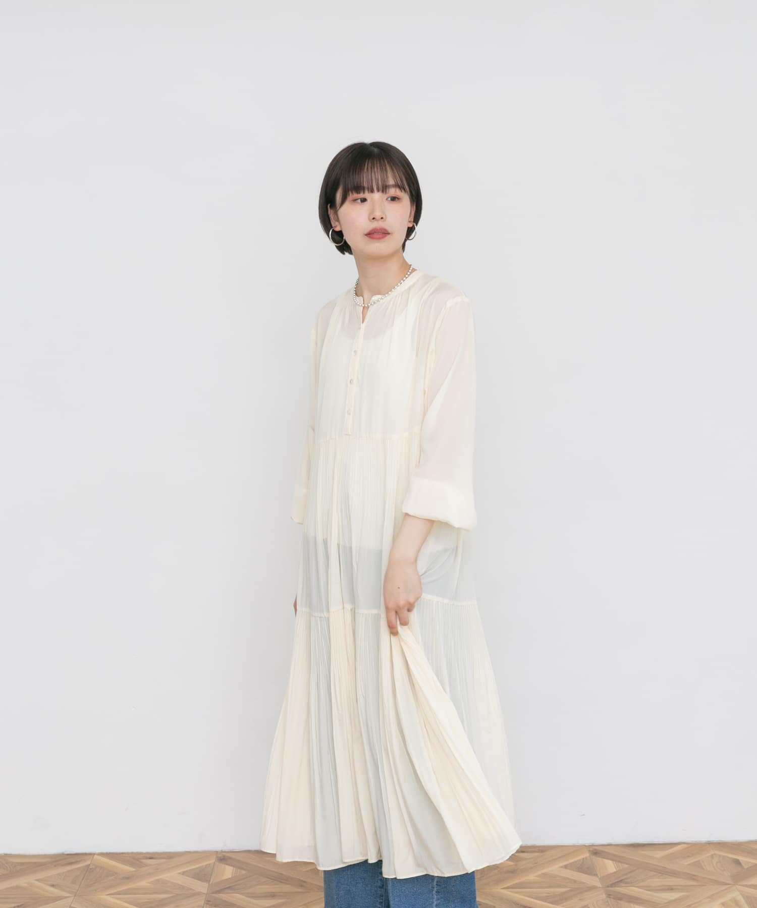 Audrey and John Wad　N/C Long-Sleeve ティアードワンピース o.wht FREE