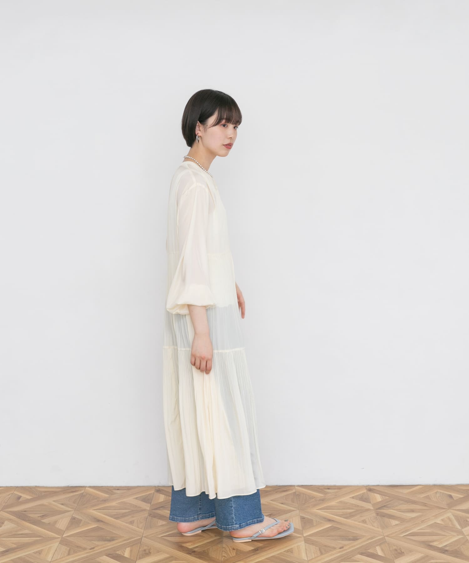 Audrey and John Wad　N/C Long-Sleeve ティアードワンピース o.wht FREE