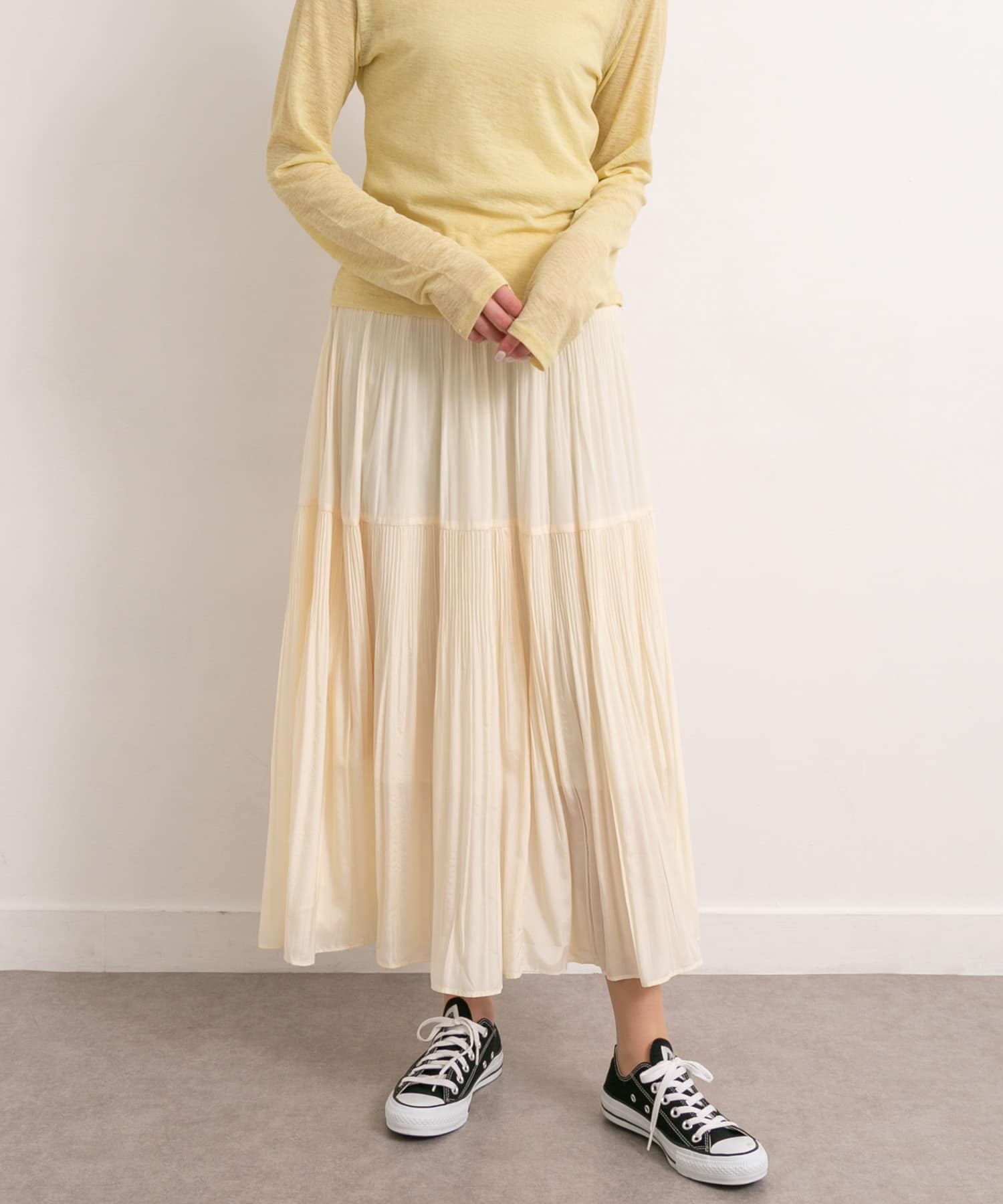 Audrey and John Wad　ティアードロング スカート o.wht S