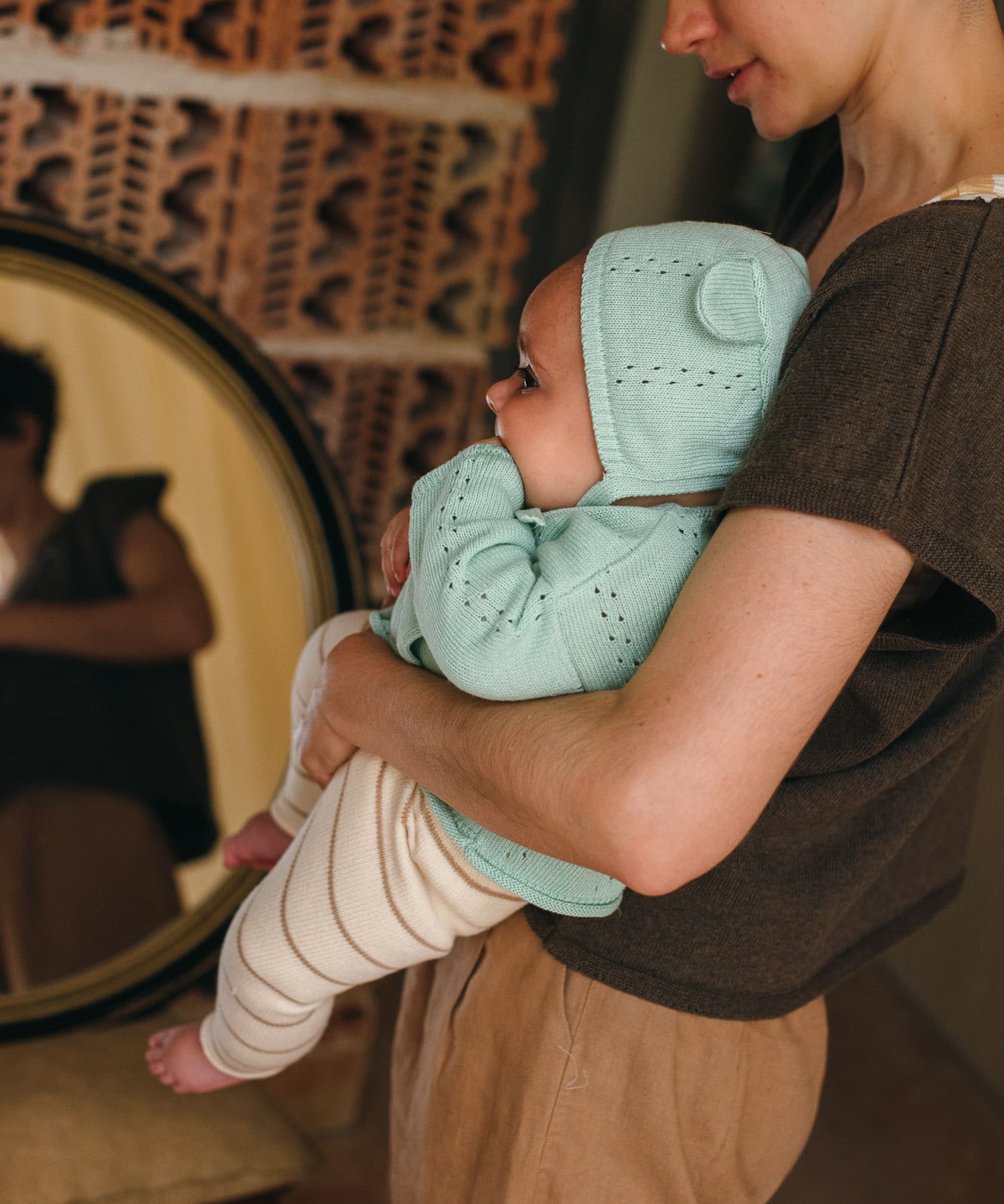 BaYiRi　BEAR BONNET MOONLT GRN 0-6m