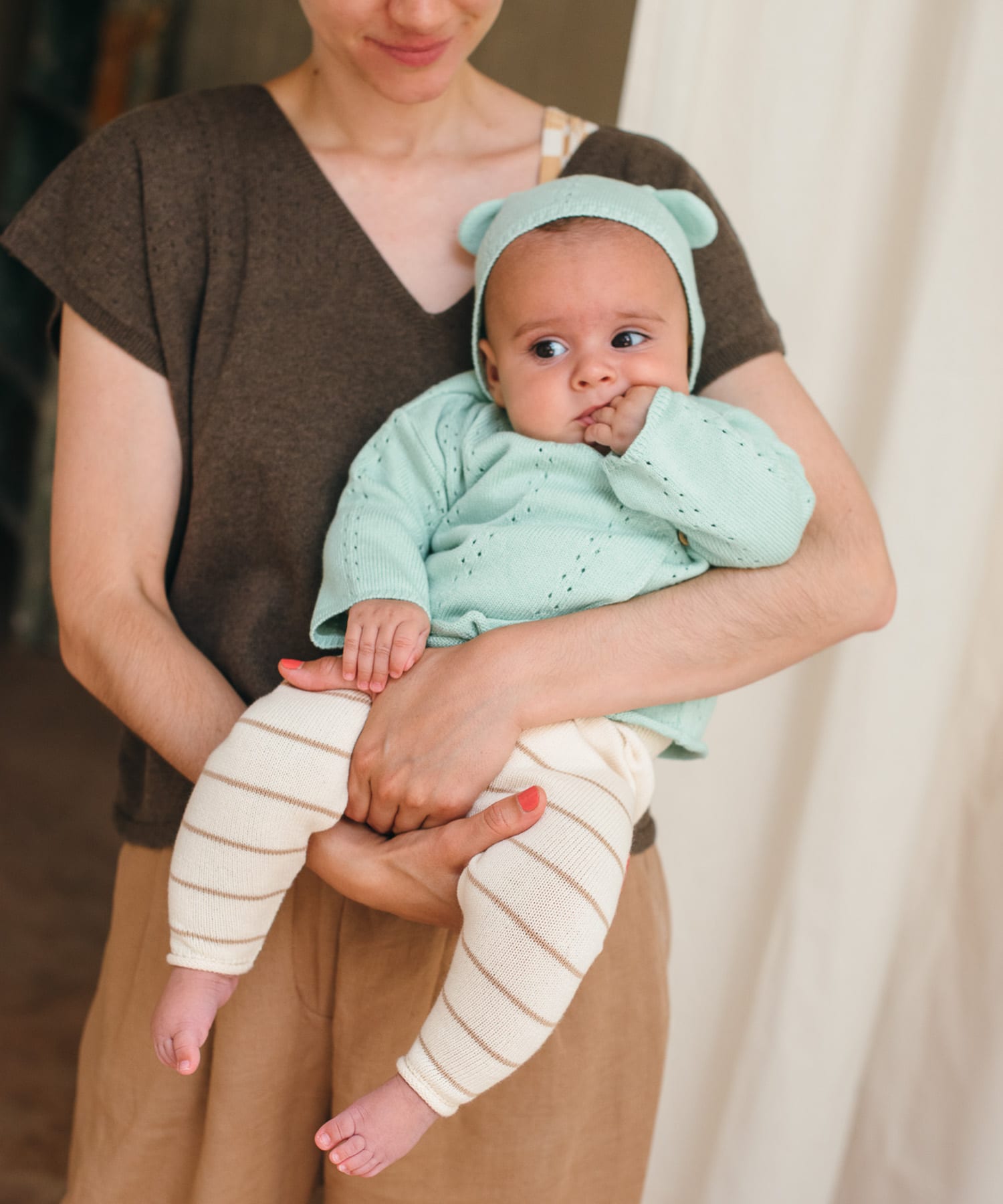 BaYiRi　BEAR BONNET MOONLT GRN 0-6m