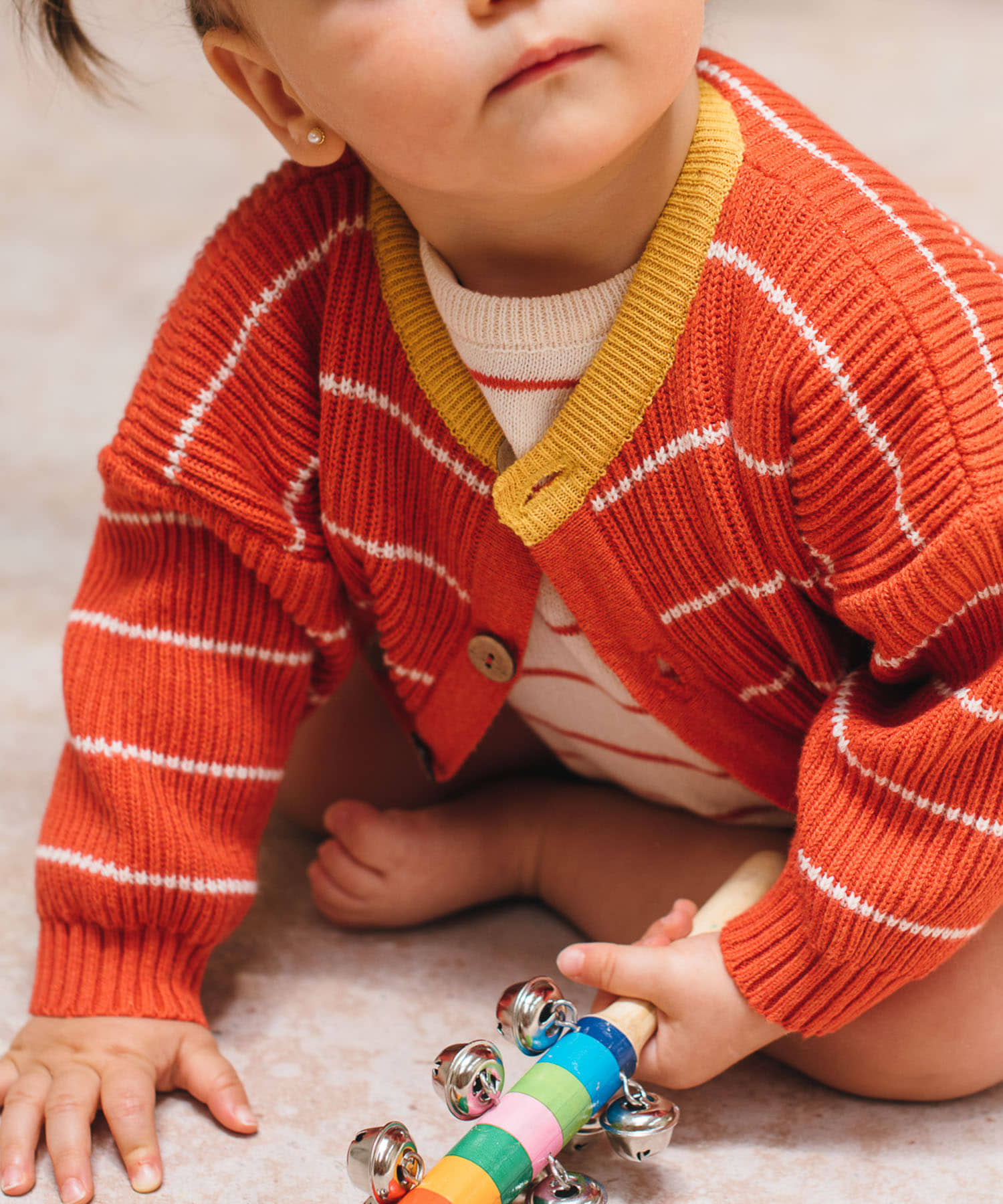BaYiRi　SUNNY STRIPED CARDIGAN TORTOISERD 12M